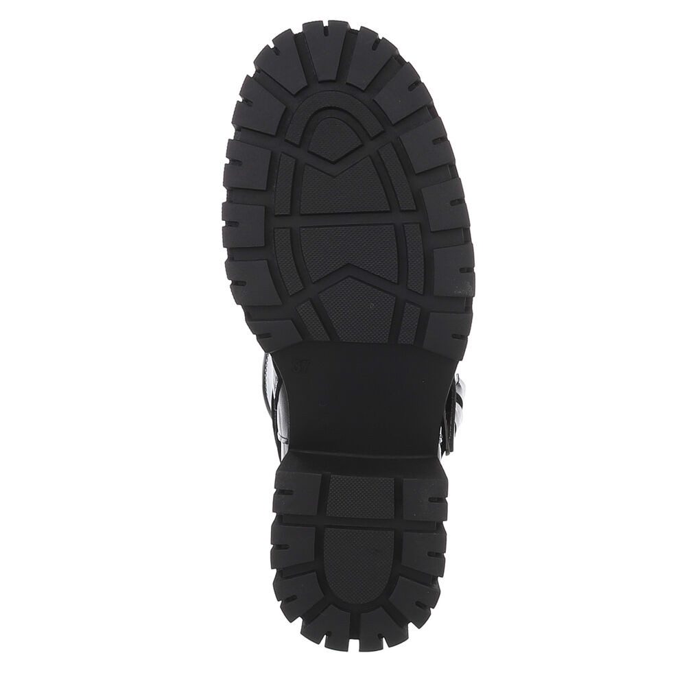Ital-Design Modische Stiefel mit Schnallen und Reißverschluss für Damen Plateaustiefel (90482708) Blockabsatz Stiefel in Schwarz