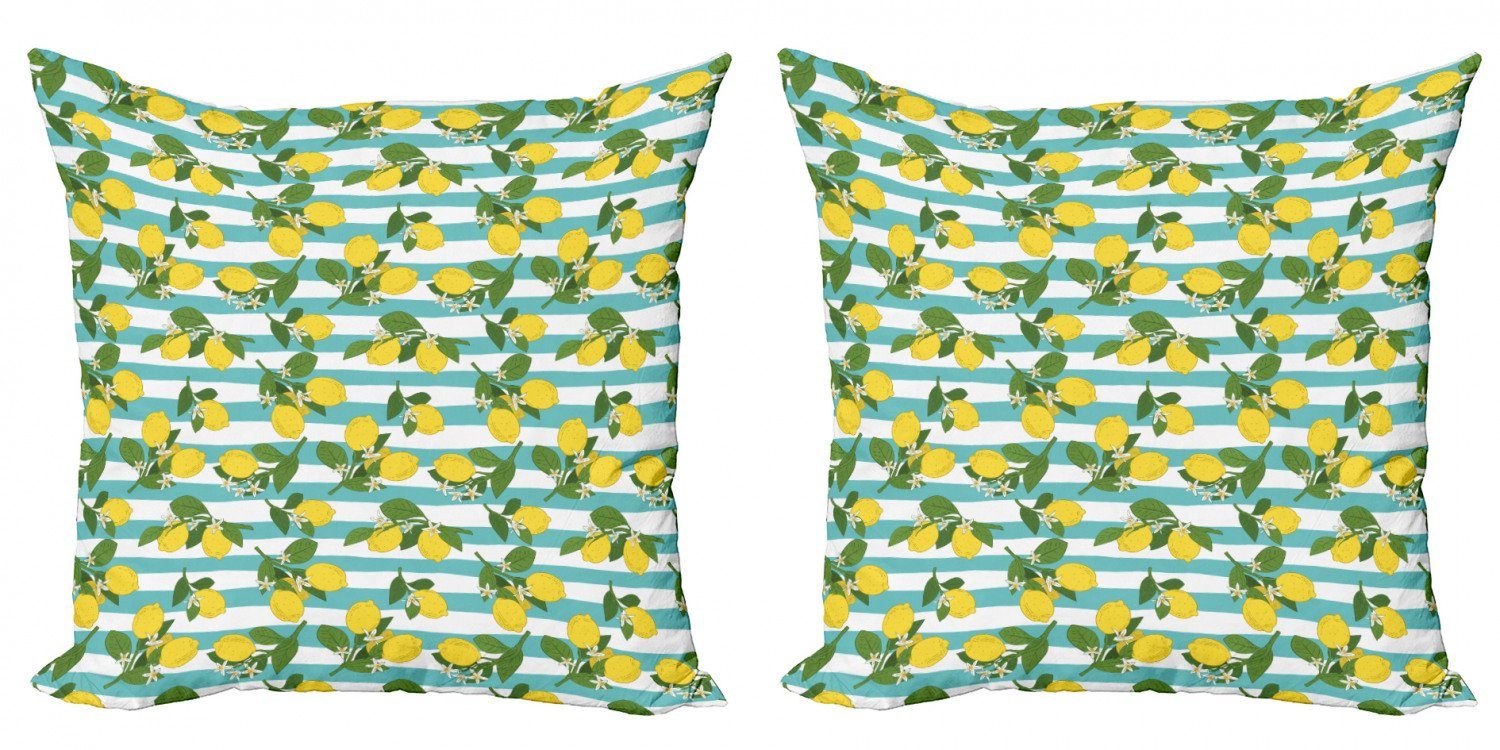 Kissenbezüge Modern Accent Doppelseitiger Digitaldruck, Abakuhaus (2 Stück), Zitronen Zitronenblüten Blätter Kunst