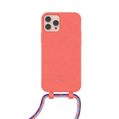 Lotta Power SoftCase Bio Handy-Kette iPhone 12/12 Pro Coral/Rose Smartphone-Tragegurt