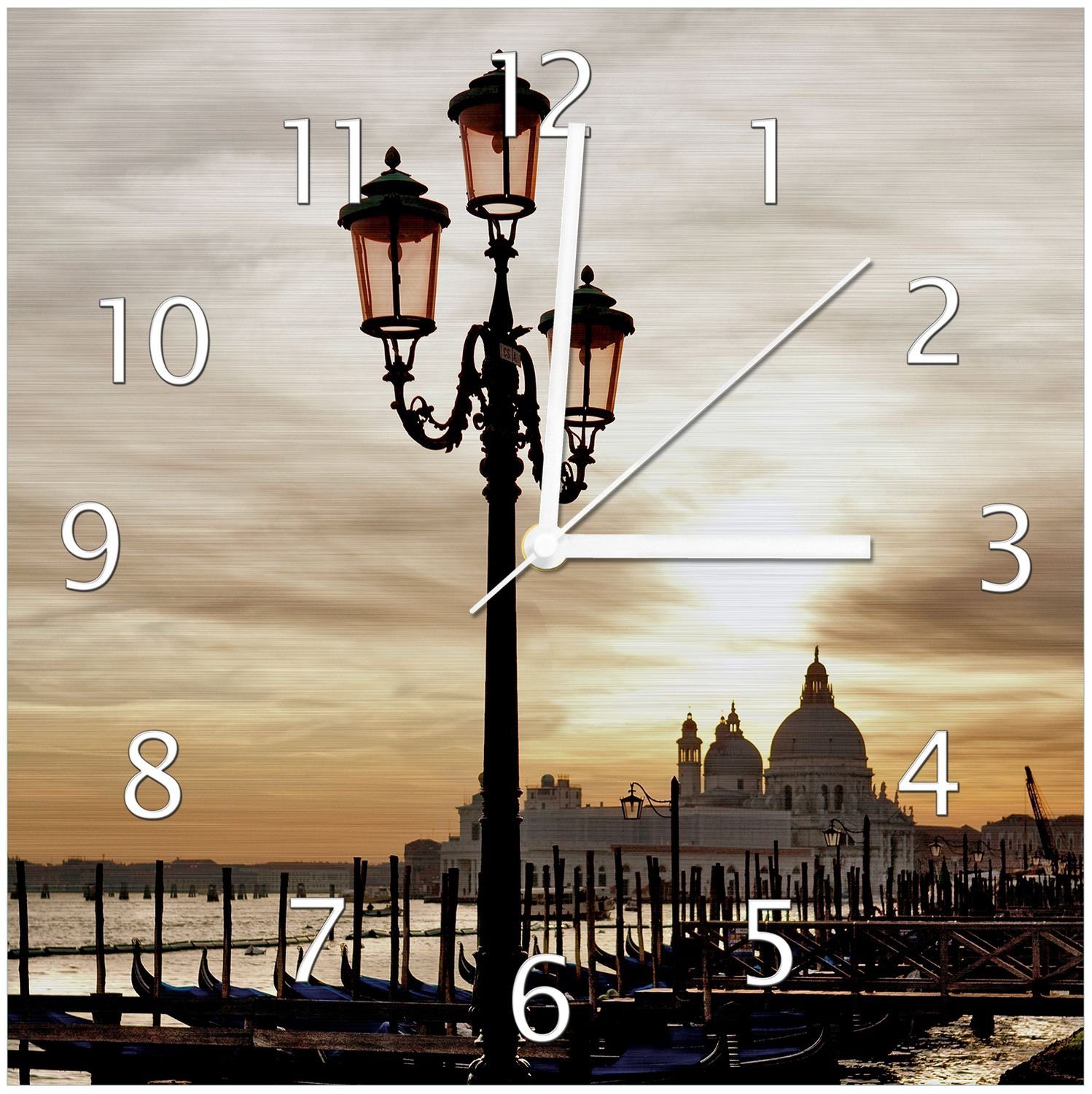 (Aluverbunduhr) Sonnenuntergang Venedig - Wallario Wanduhr bei Lagune