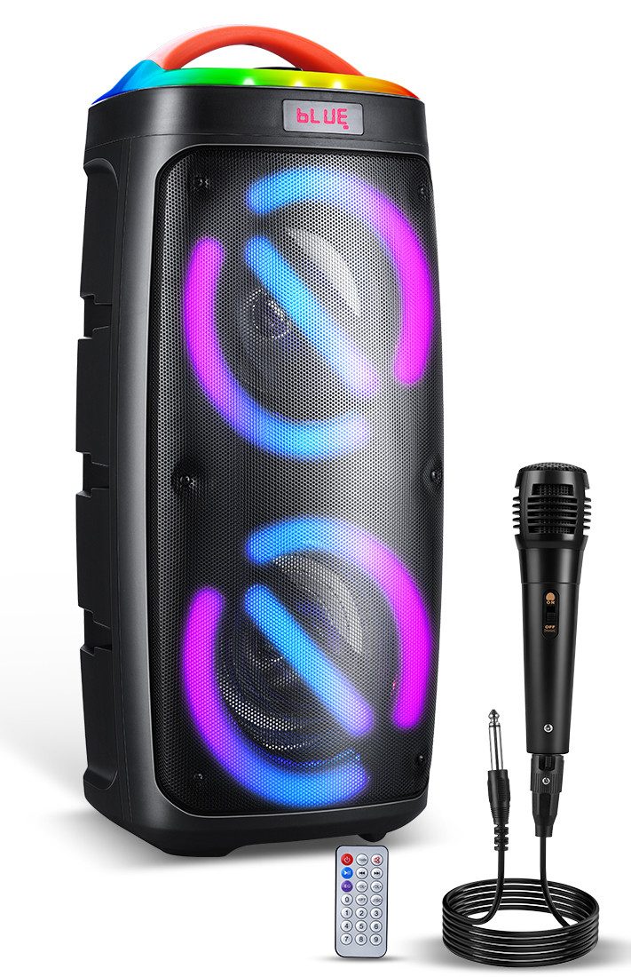 CkeyiN CS-8811 Kabelloser Bluetooth-Partylautsprecher mit Kraftvollem Sound Party-Lautsprecher (Bluetooth, 30 W, mit Mikrofon, TWS, 4 RGB-Flammenlichteffekte, AUX, USB, Radio)