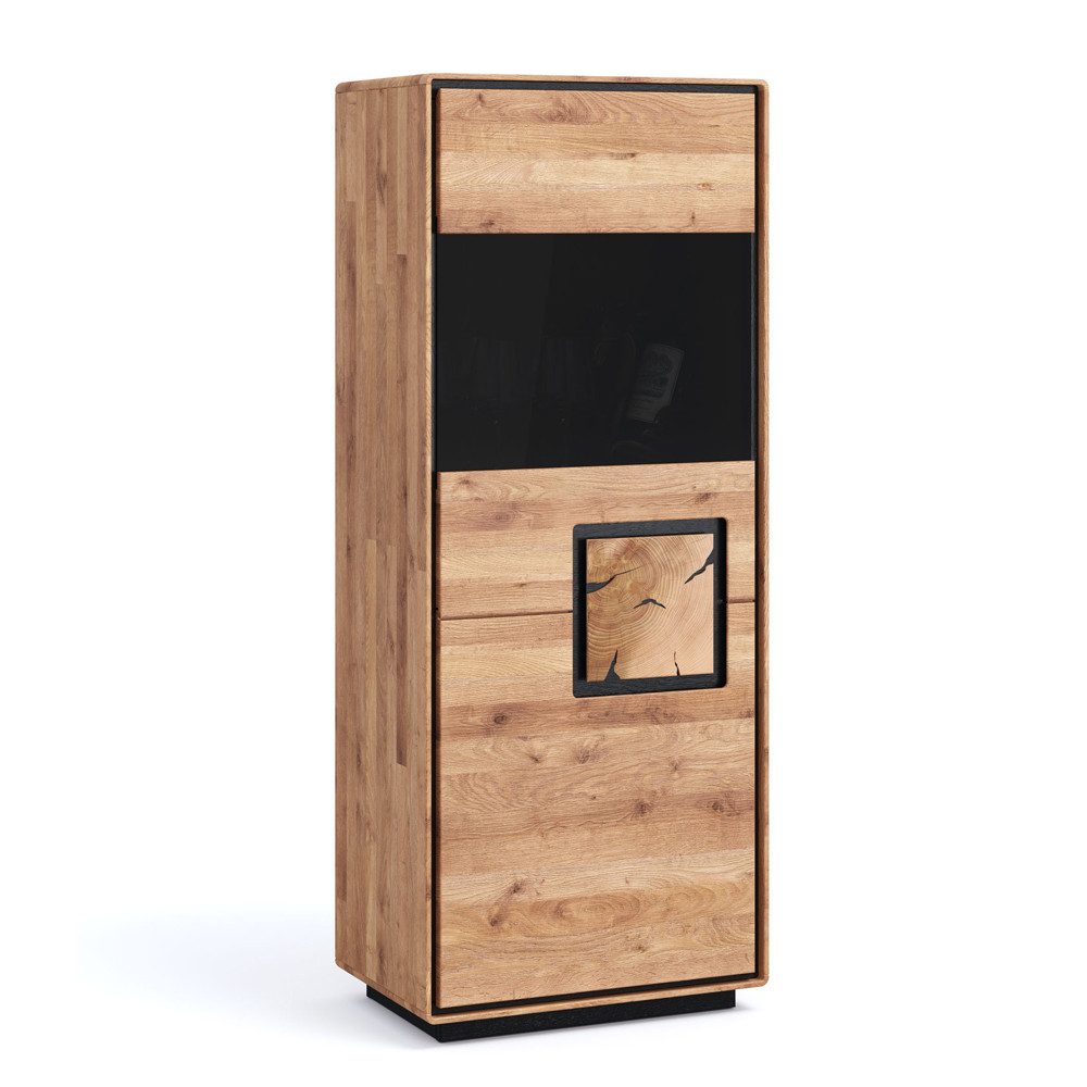 Lomadox Highboard WOODBRIDGE-69, in Eiche massiv geölt, 60 cm breit, Hirnholz, montiert