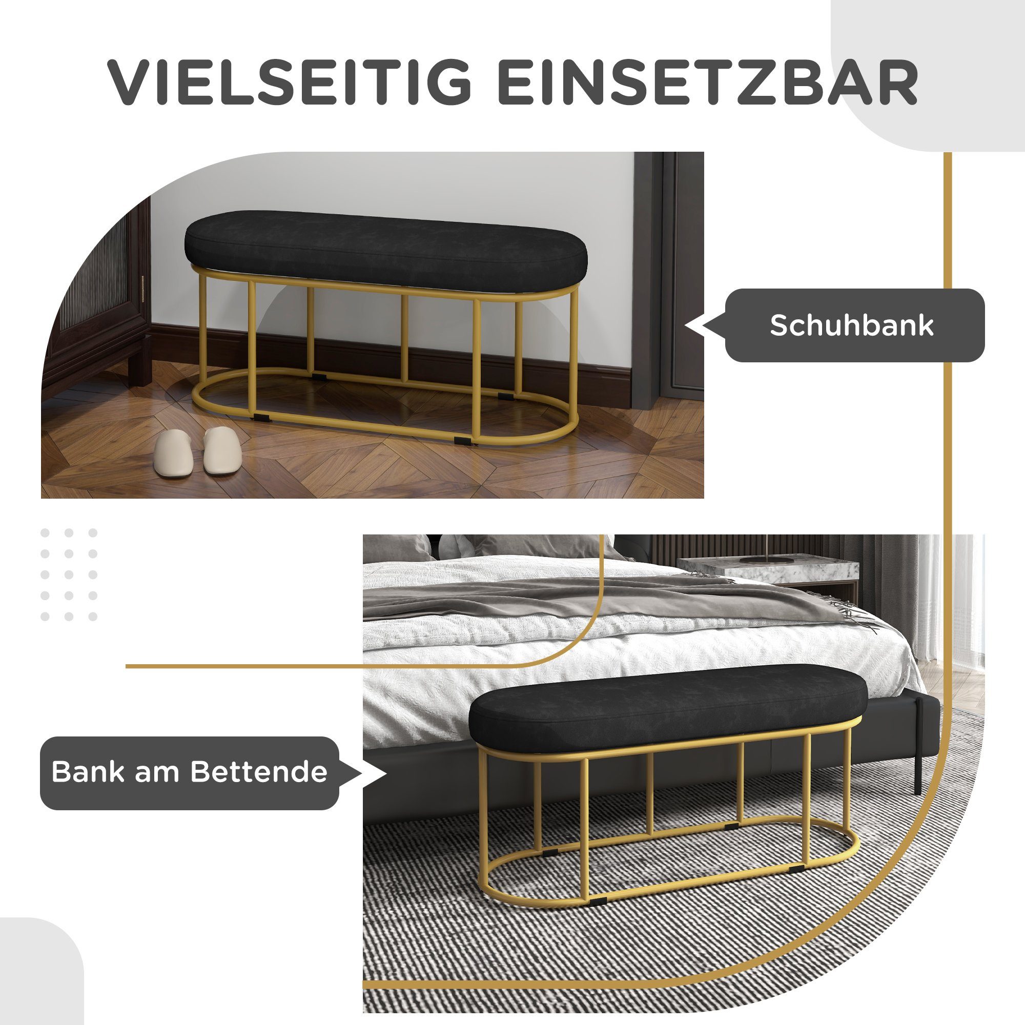 HOMCOM Polsterbank Sitzbank, Bettbank (Schlafzimmerbank, bis Schminkbank), 1-St., kg 200 Belastbar