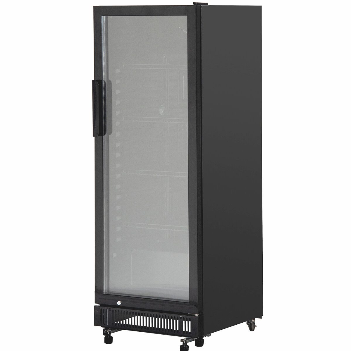 GastroHero Getränkekühlschrank GKSE360 Getränkekühlschrank 360 Liter Glastür LED schwarz Gastro, 175.2 cm hoch, 62 cm breit