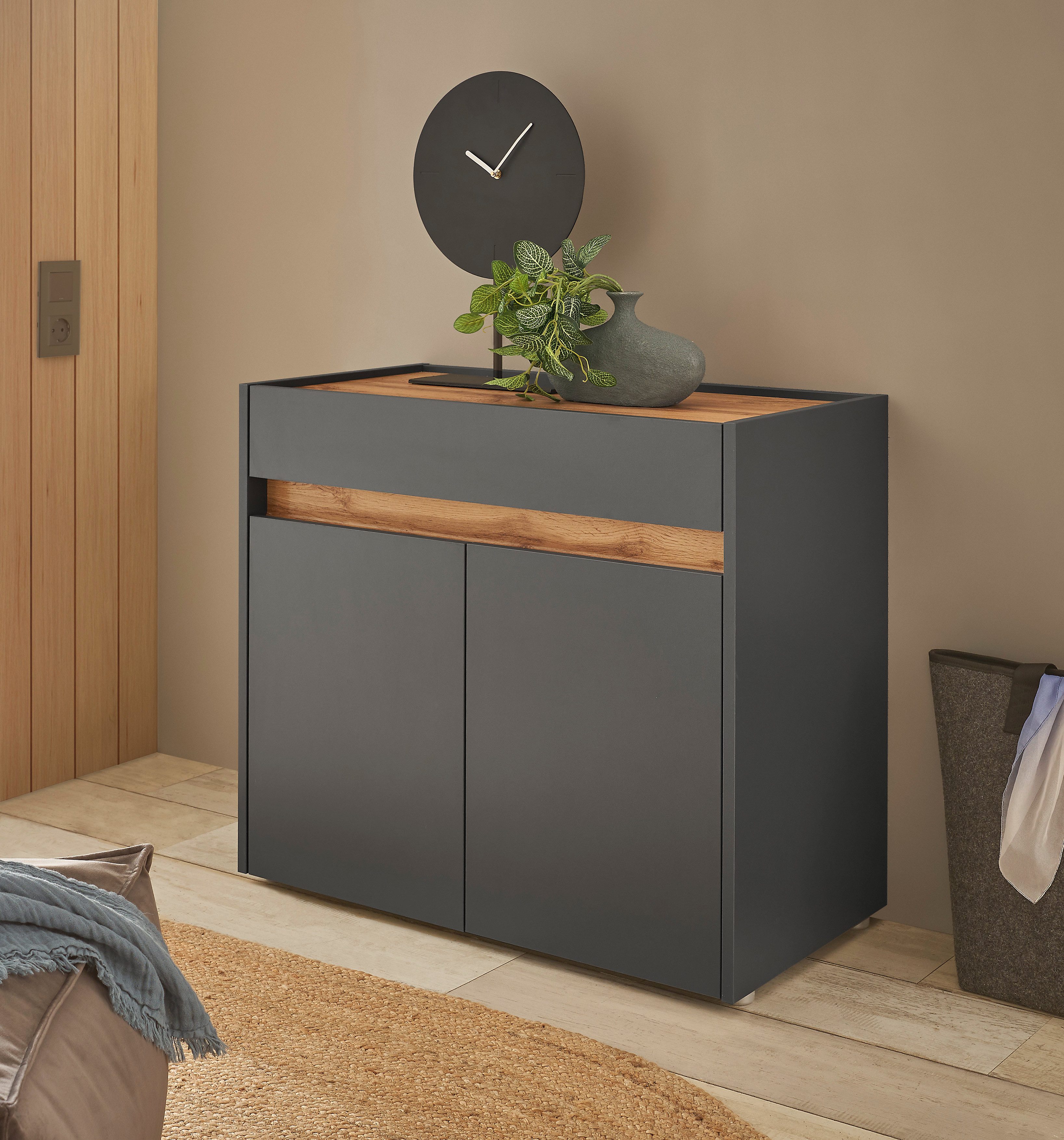 Home affaire Kommode GiRON/CiTY, Schrank in vier Farben, modernes Sideboard, Kommode, in zwei Farben erhältlich, 2 Türen, 1 Schubkasten, 80 cm breit