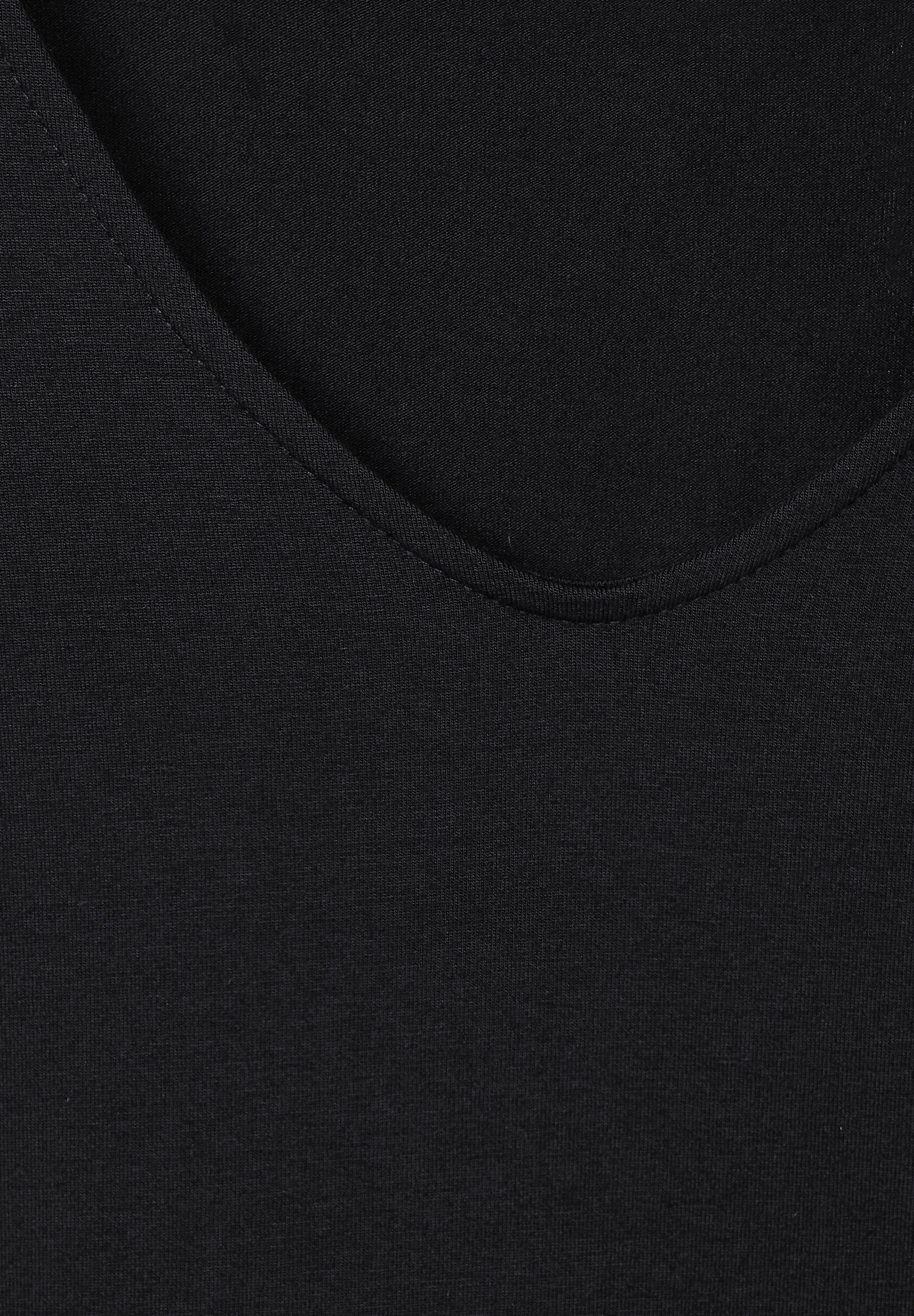 STREET ONE Black & T-Shirt Shirtkleid Unifarbe in Langarmshirt