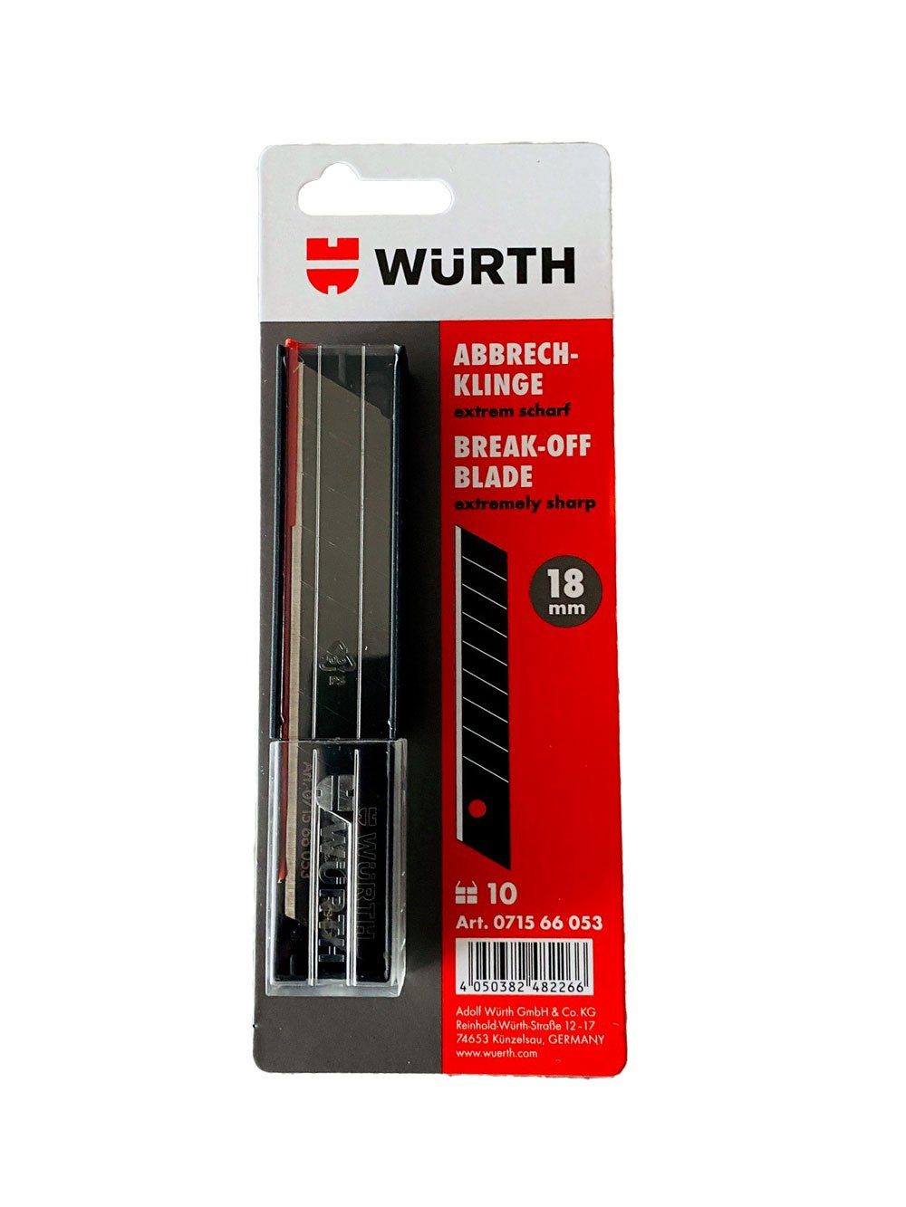 Würth Messerklinge Würth 10x Abbrechklinge 18mm extrem scharf schwarz Schiebespender (10-St)