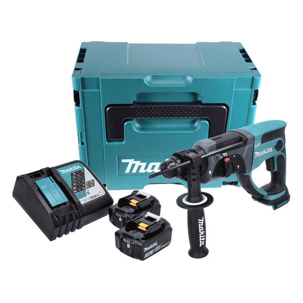 Thumbnail - Makita Schlagbohrmaschine DHR 202 RFJ Akku Kombihammer 18 V 2,0 J SDS Plus + 2x Akku 3,0 Ah + L
