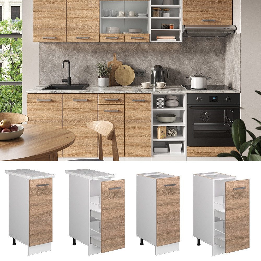 Vicco Apothekerschrank R-Line, Sonoma/Weiß, 30 cm ohne Arbeitsplatte (1-St)