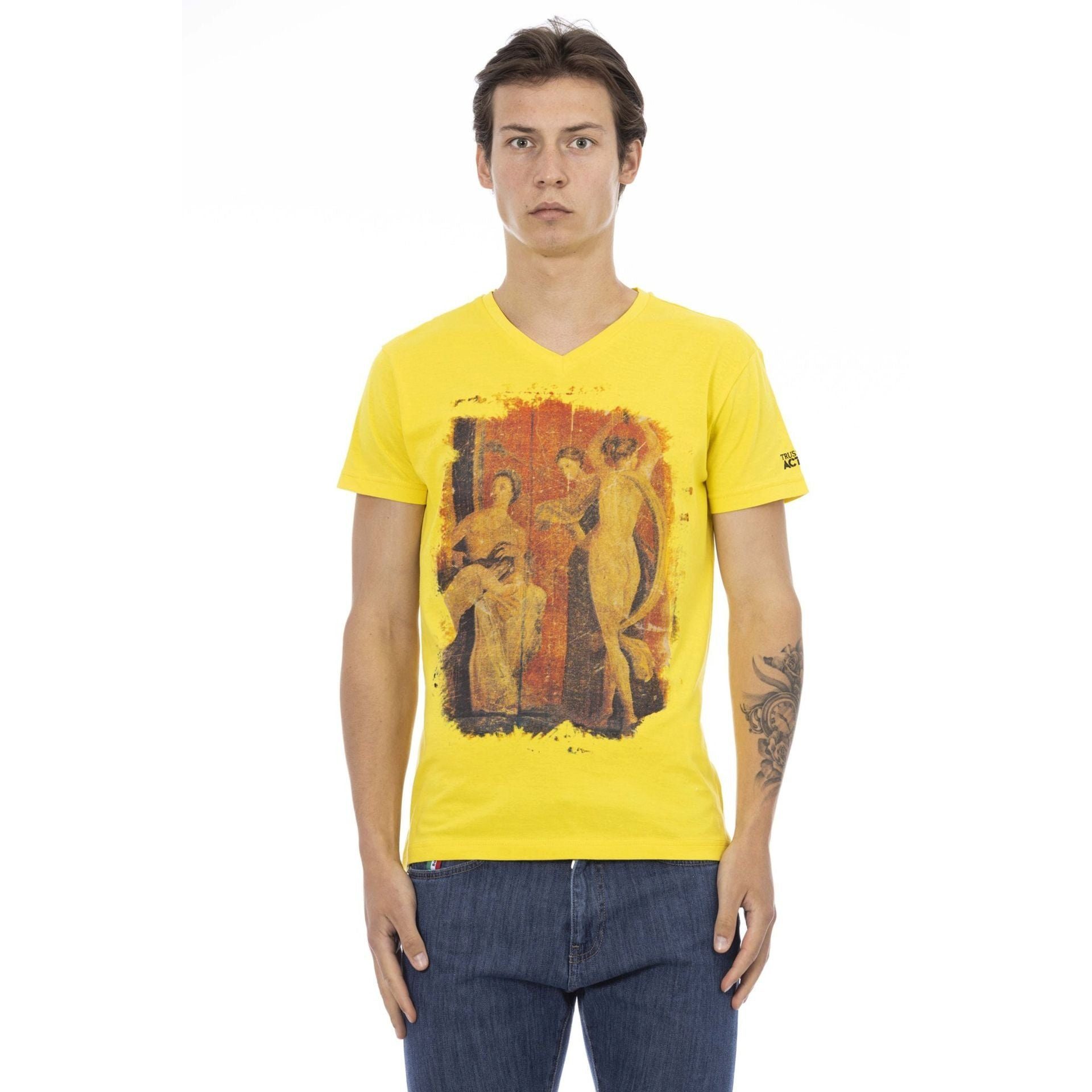 Trussardi T-Shirt Trussardi Action T-Shirts, Gelb Es zeichnet sich durch das Logo-Muster aus, das eine subtile, aber stilvolle Note verleiht