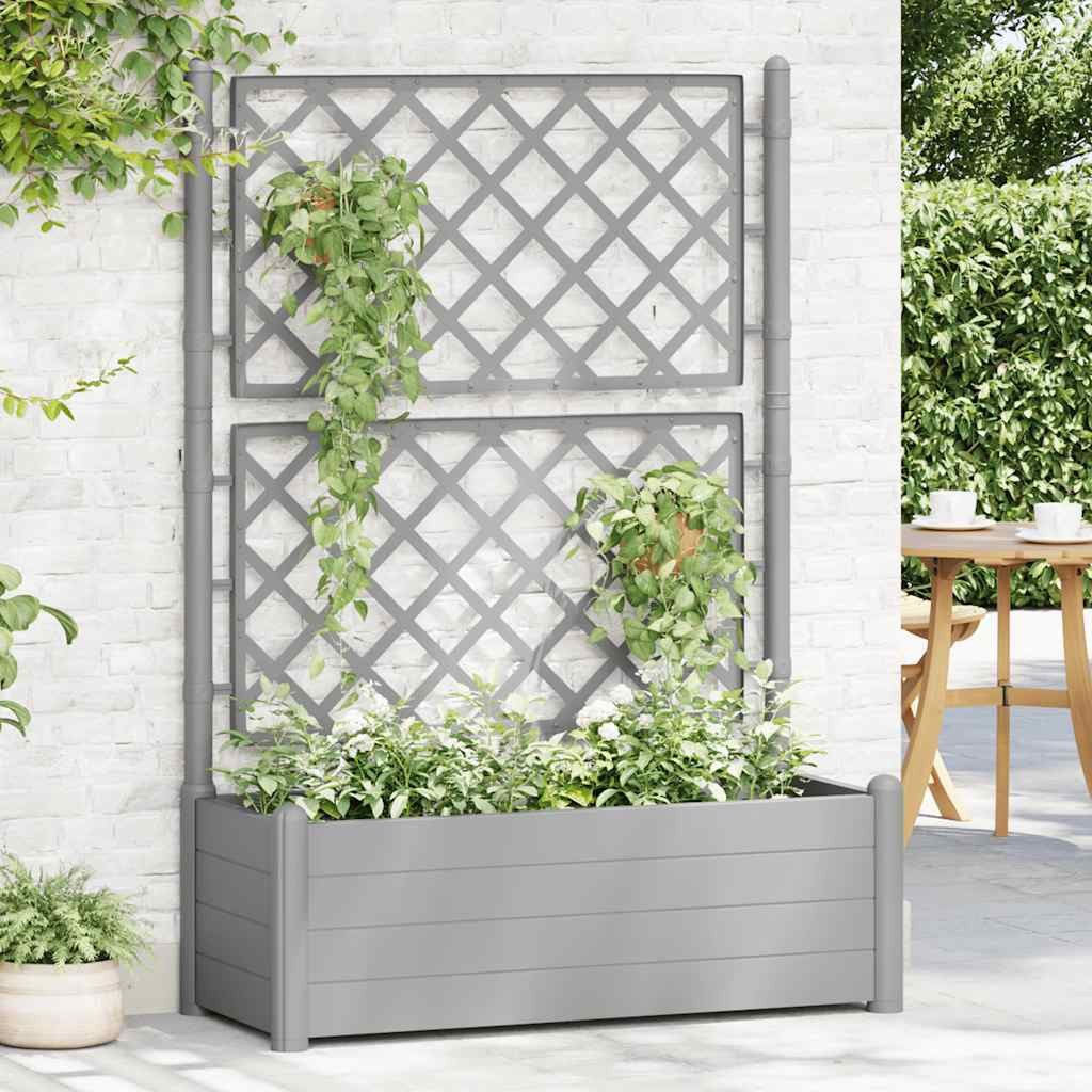 vidaXL Blumentopf Pflanzkübel mit Spalier 100x43x142 cm PP Steingrau (1 St)