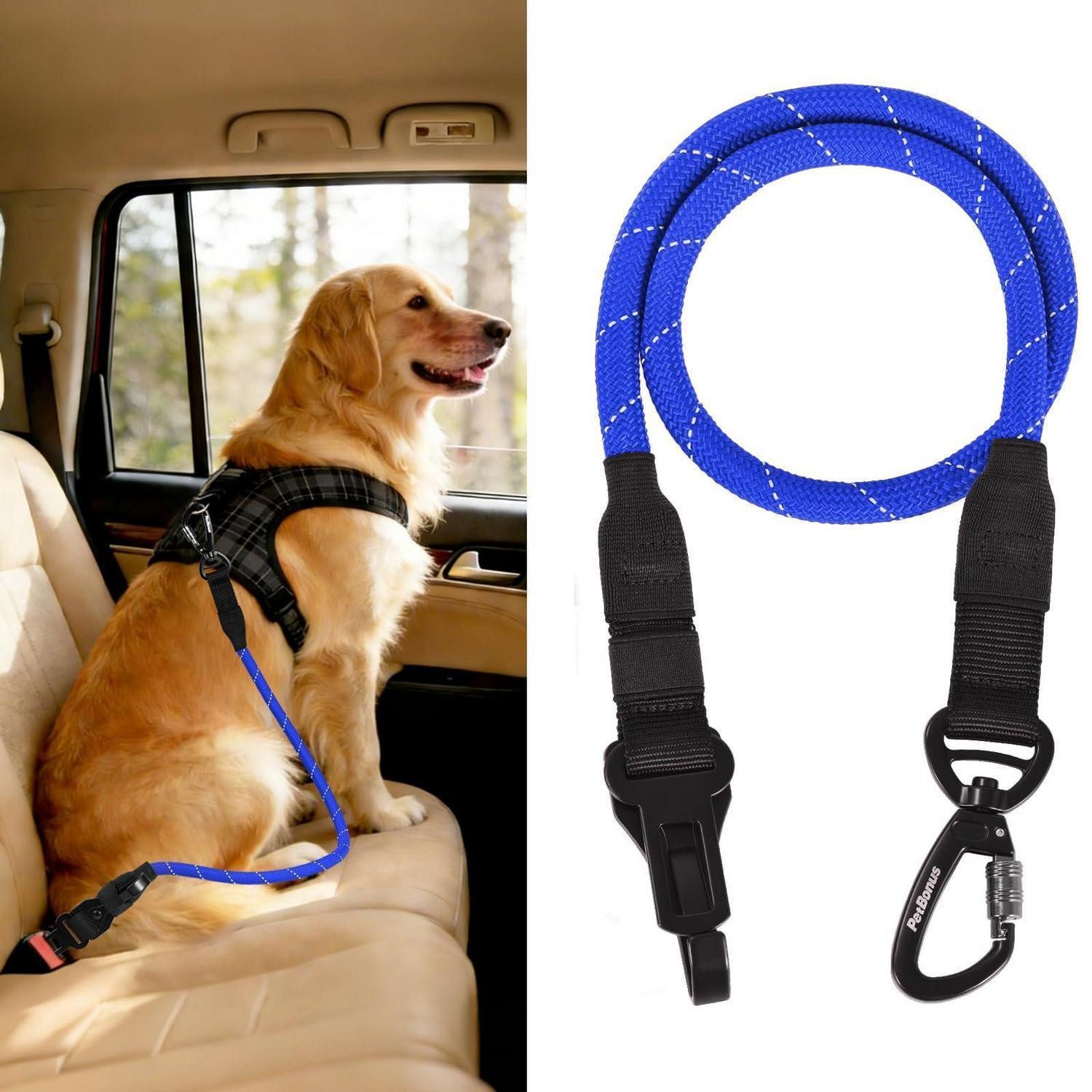 LuxusKollektion Autohundegeschirr Sicherheitsgurt Hund Auto Karabiner klein mittel groß Blau