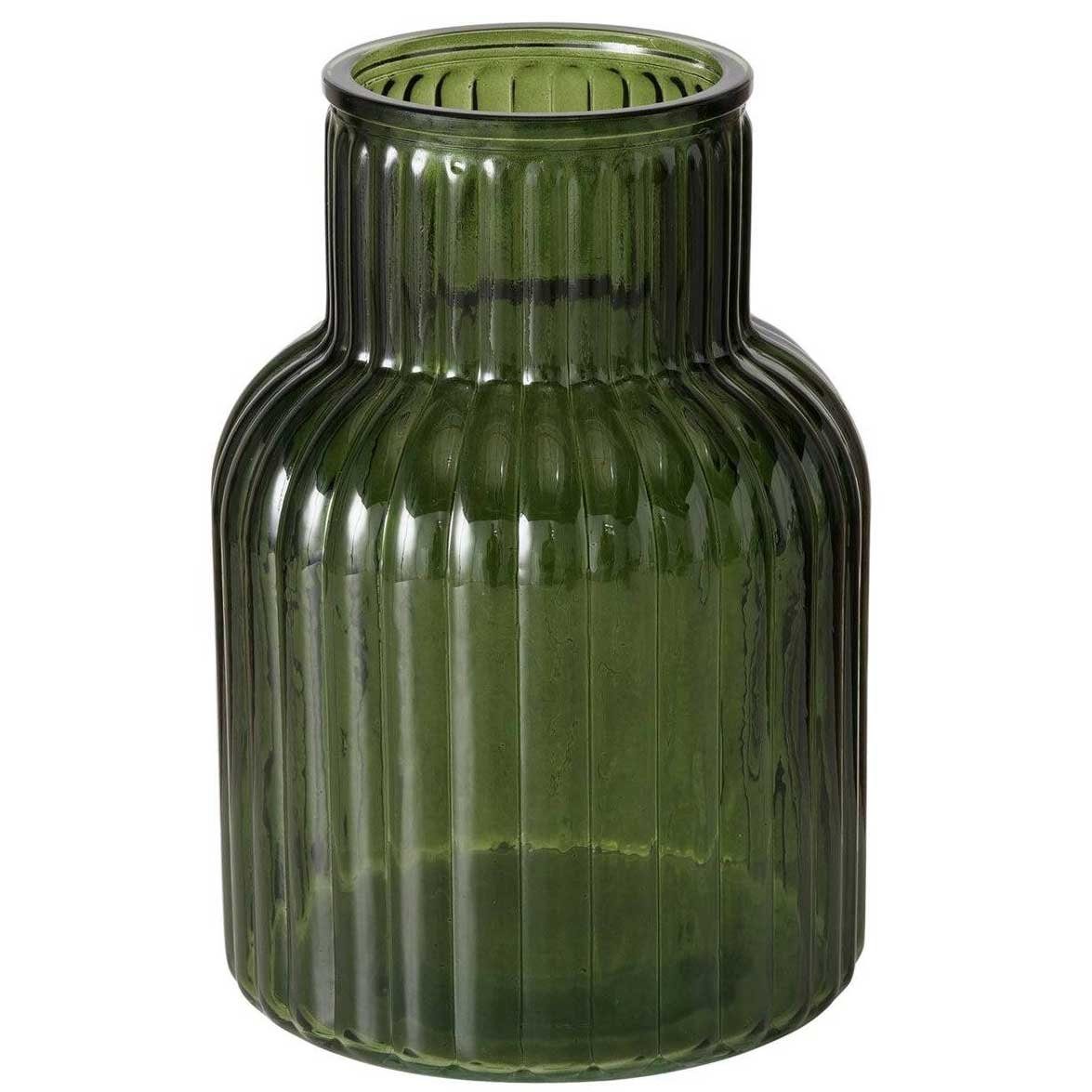 BOLTZE GRUPPE GmbH Dekovase Vase aus Glas RELEA, grün, geriffeltes Glas, 20 cm (einzeln)