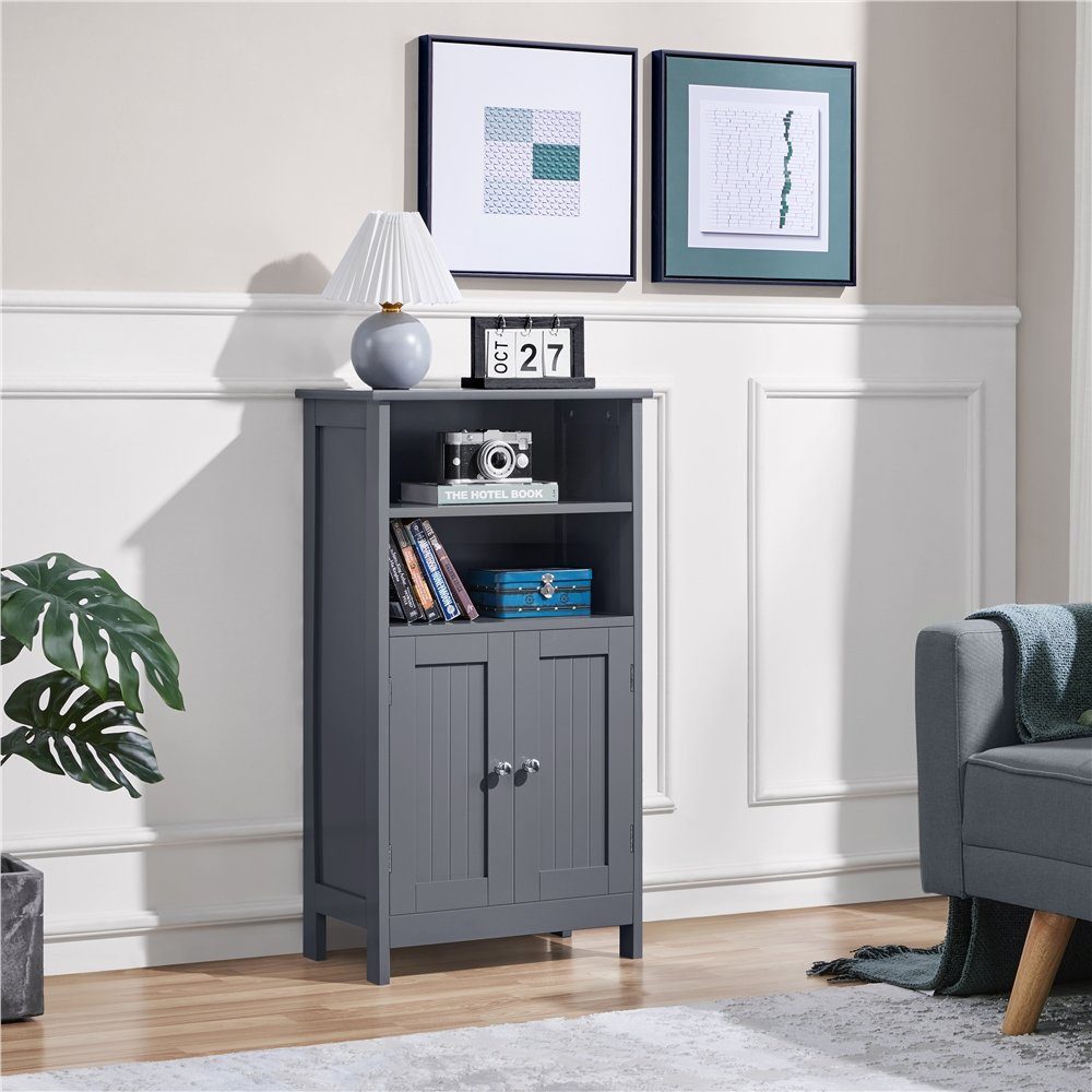 Yaheetech Badkommode Badschrank Küchenschrank, Badezimmerschrank Sideboard mit Doppeltür & Einstellbarem Regal