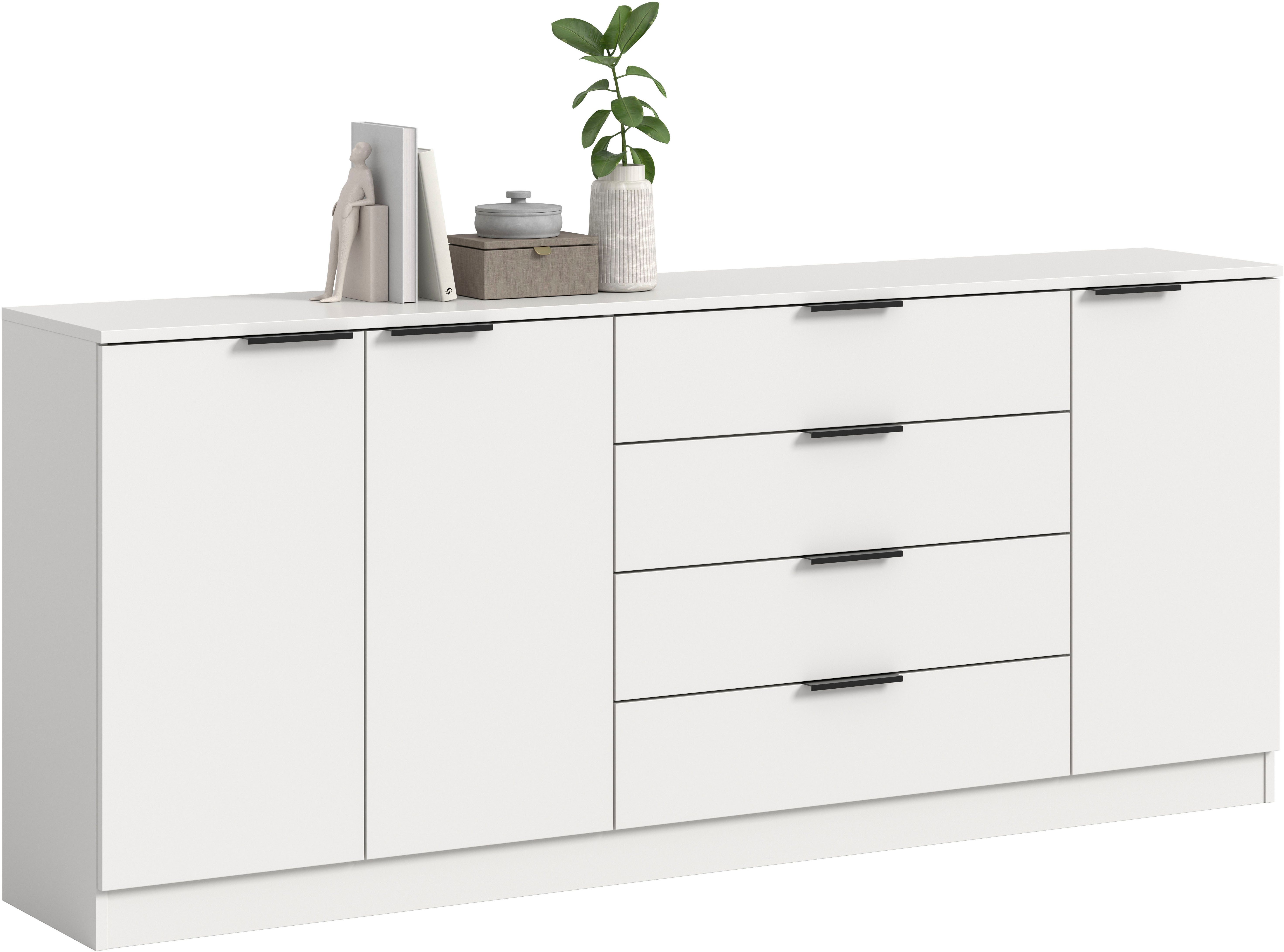 Home affaire Sideboard SKARDE, Breite 185 cm, 4 Schubkästen, 3 Türen, viel Stauraum (in verschiedenen Farben und Breiten erhältlich, individuell einsetzbar), Kommode, Anrichte, Schubkastenkommode, Schuhschrank, Schrank