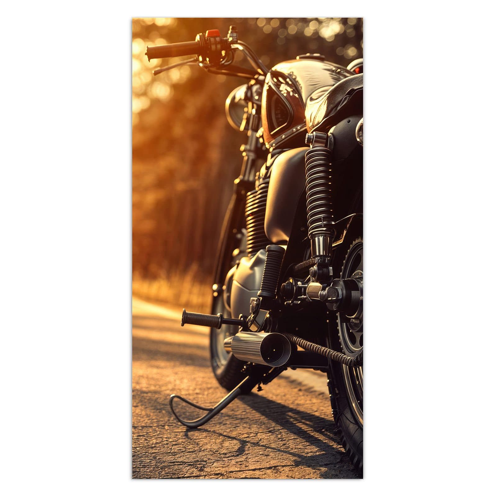 Primedeco Glasbild Wandbild Motorradsonne mit Aufhängung, Fahrzeuge (21 verschiedene Größen, 1 St), Elegante Aufhängung