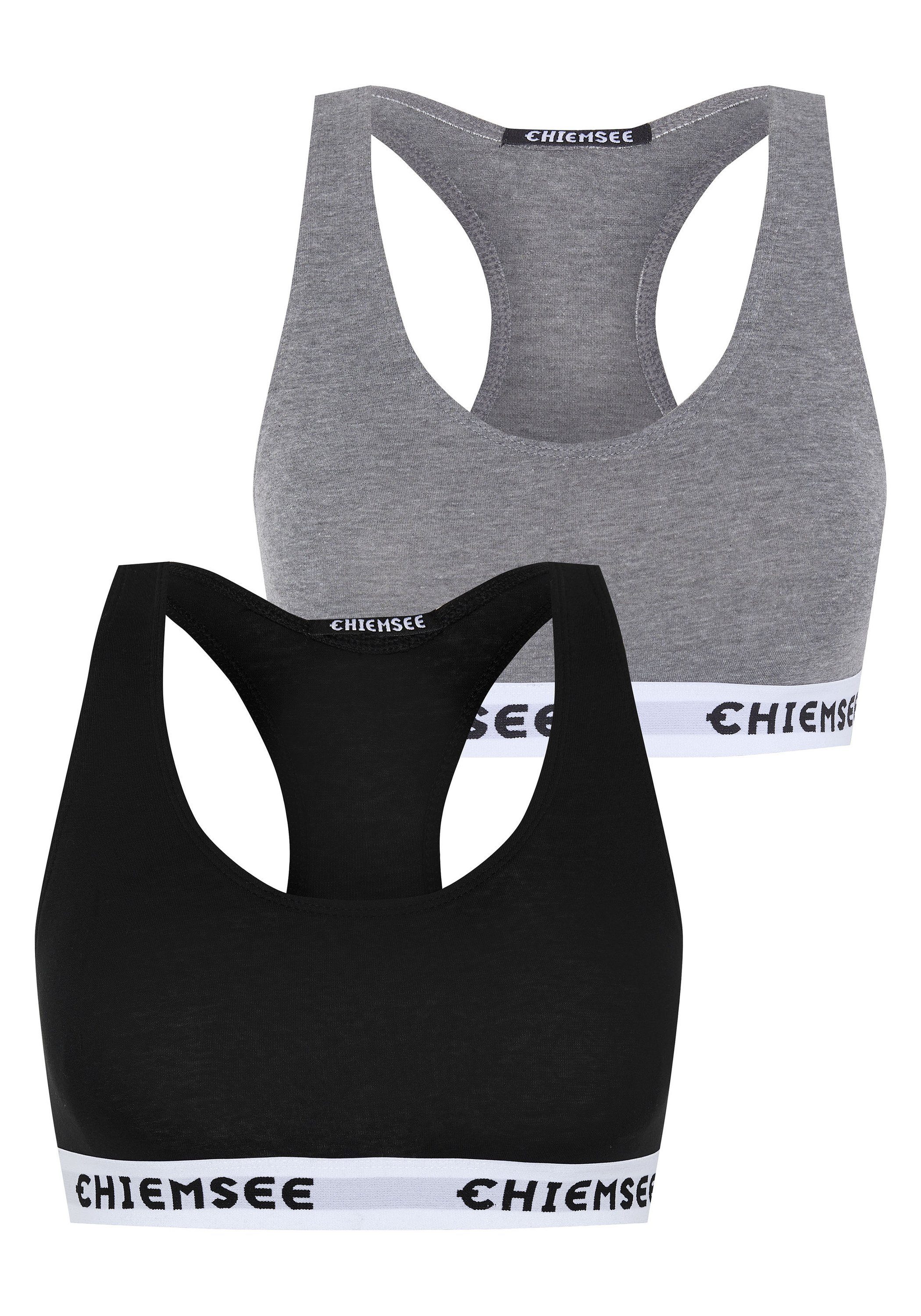 Medium Grey/Black Bustier 2 2er-Pack Chiemsee mit Logos (Set) Sport-BH