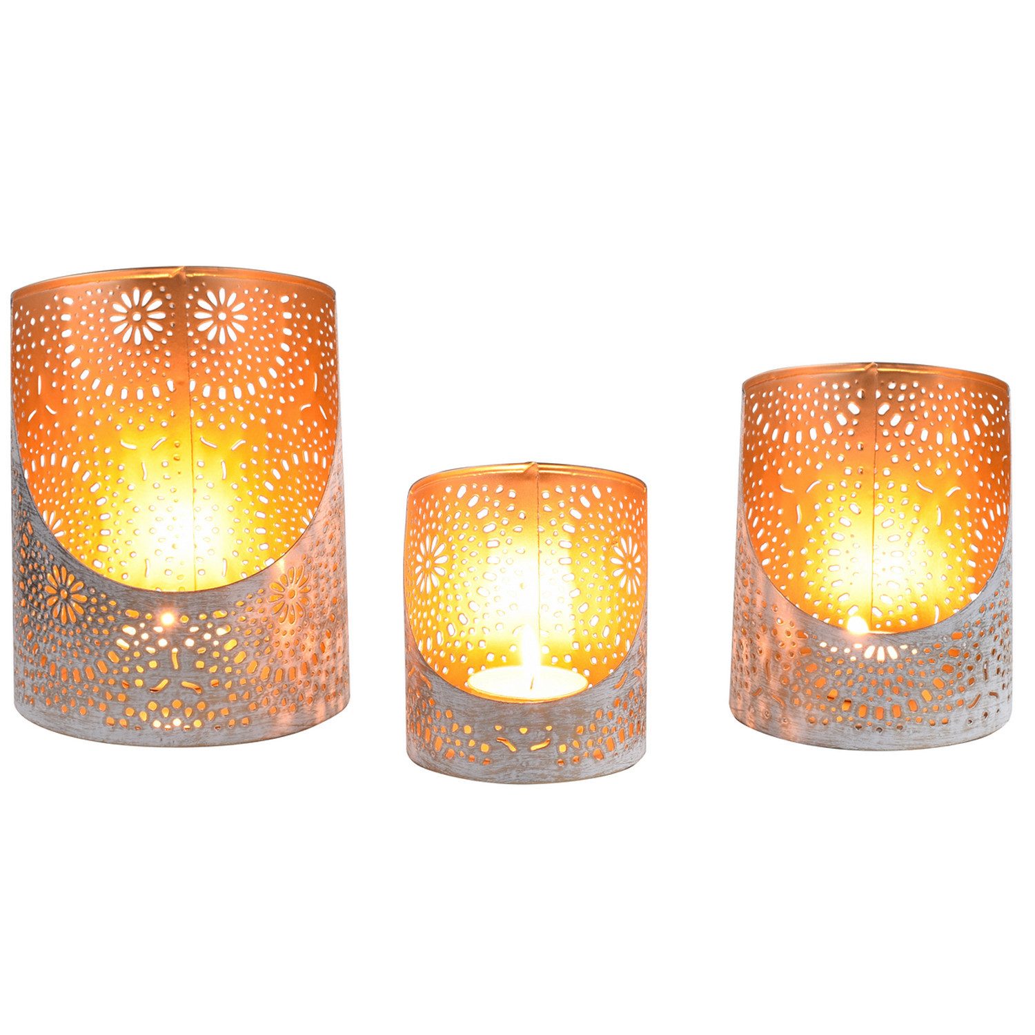 Teelichthalter 3er Set Boho Deko Windlicht Teelichthalter Yulet Weiss