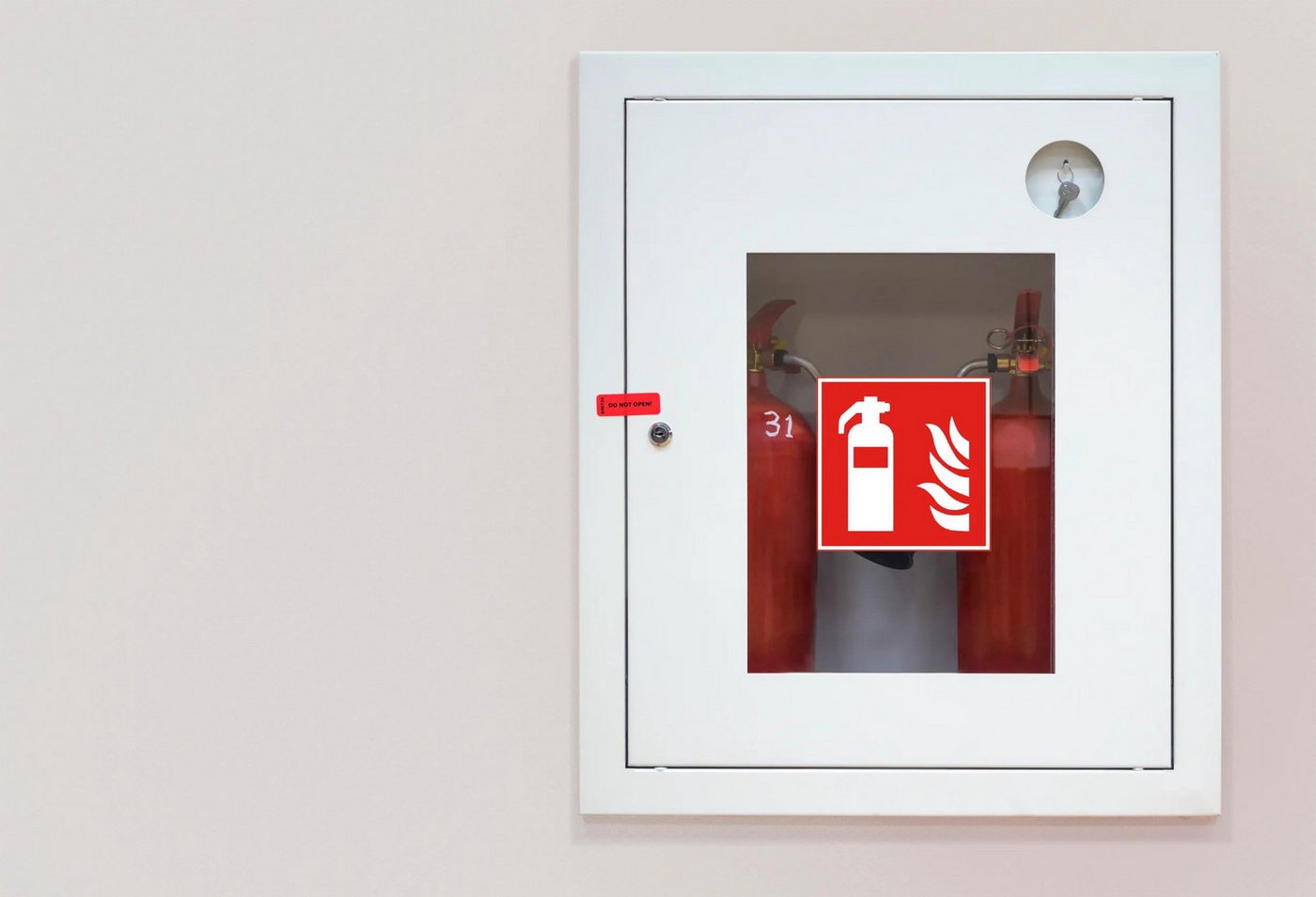 Thumbnail - EXACOMPTA Warnschild Hinweisschild Feuerlöscher PVC selbstklebend 10x10 cm Rot 67030E, Sockel