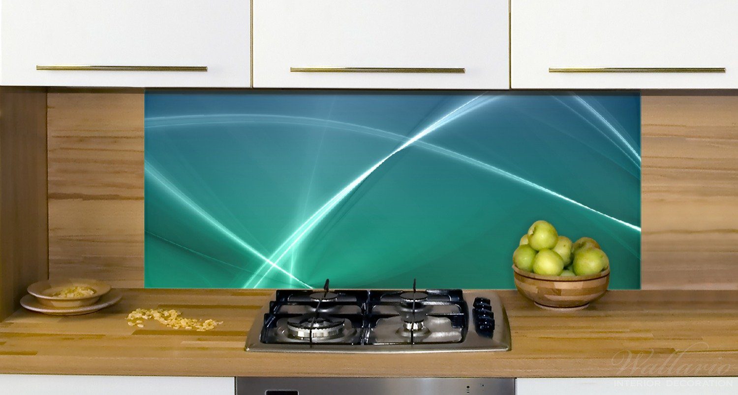 Wallario Küchenrückwand (1-tlg) blau in Formen Linien Abstrakte und grün türkis