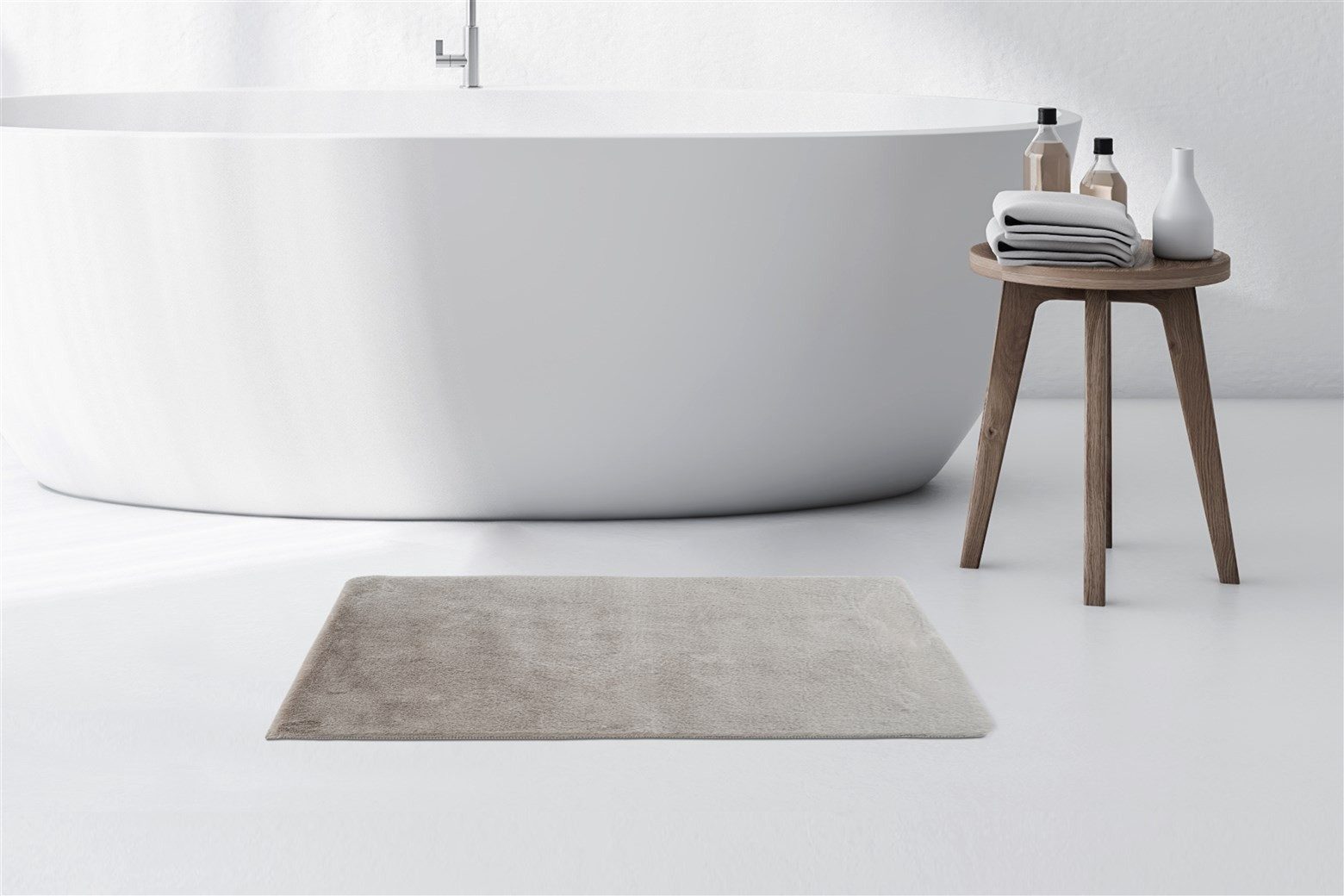 freiraum Badematte Rabbit Light, 100% Polyester, in Hellgrau, 100% Polyester - 90x50cm (LxB)