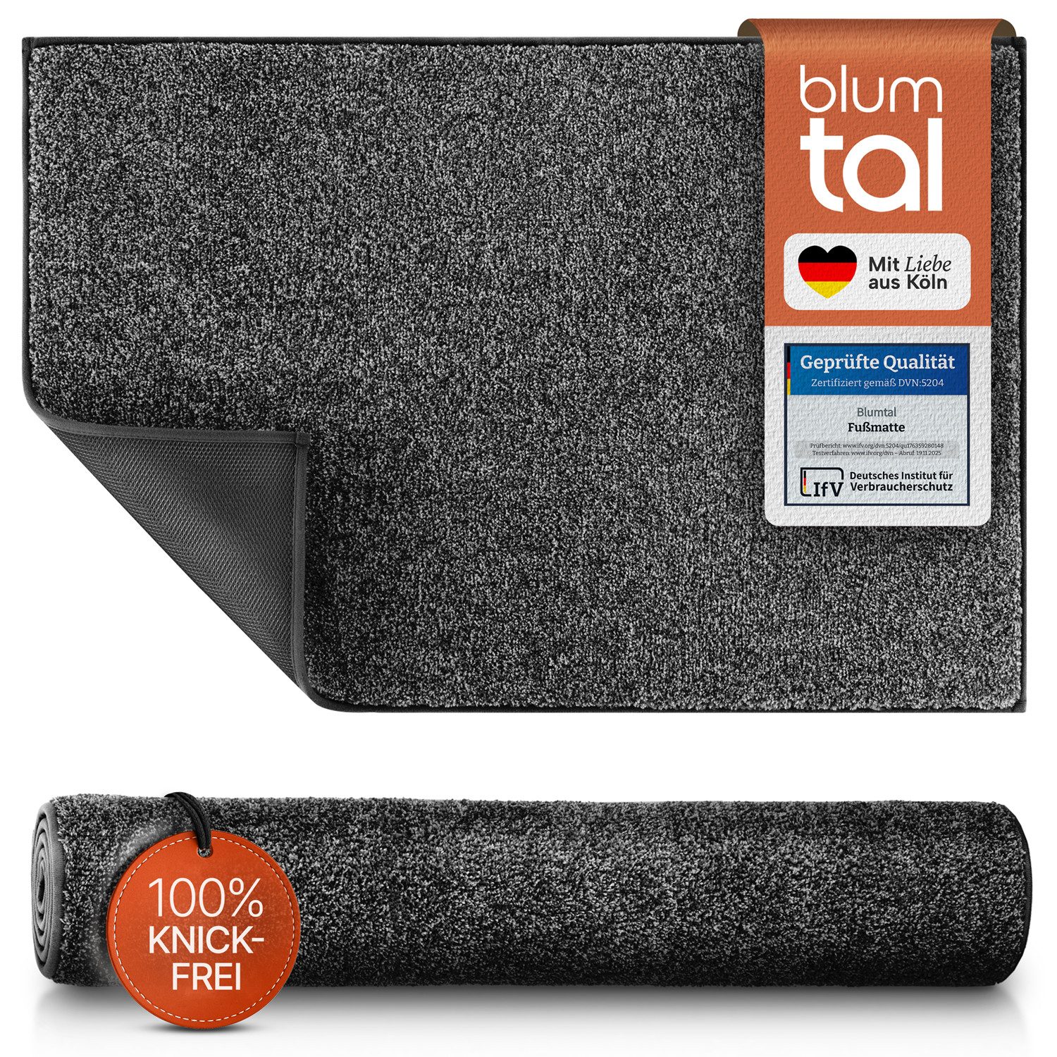 Blumtal Fußmatte Fußmatte außen & innen mit wasserdichter TPR-Rückseite, Mikrofaser Schmutzfangmatte- rutschfeste Fussmatte innen