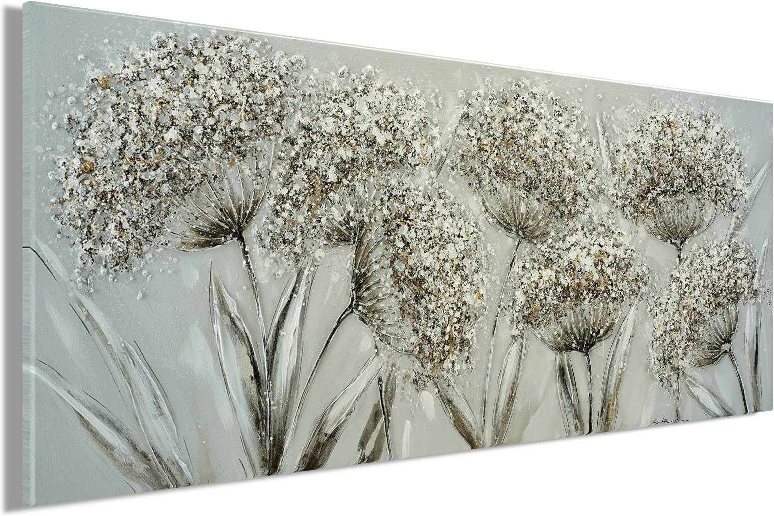 Bönninghoff Ölgemälde handarbeit PUSTEBLUMEN XXL 60x140 cm – Wandbild Kunst Deko modern