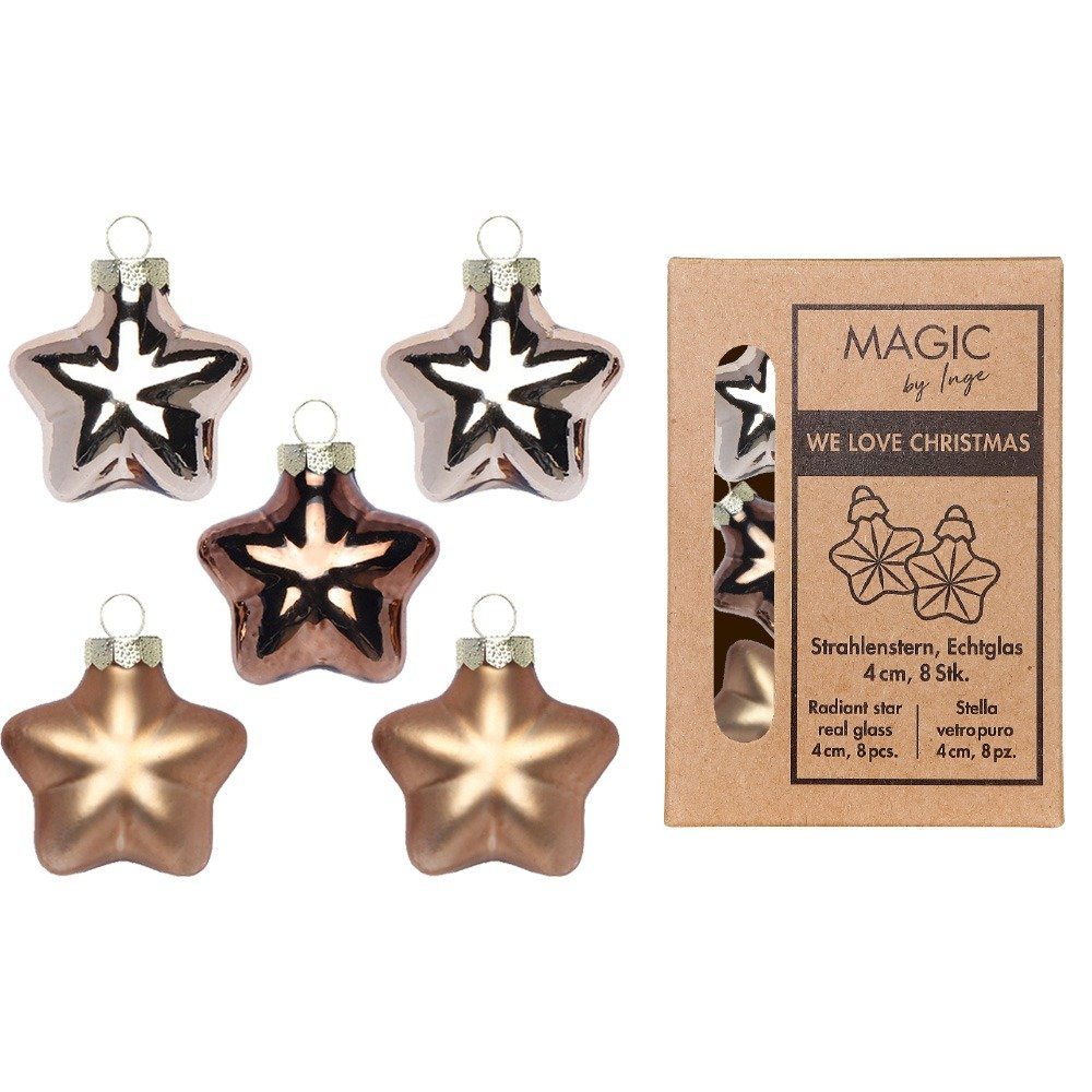 Holly & Jolly Christbaumschmuck, Christbaumschmuck Sterne 4cm Glas 8 Stück - Elegant Lounge