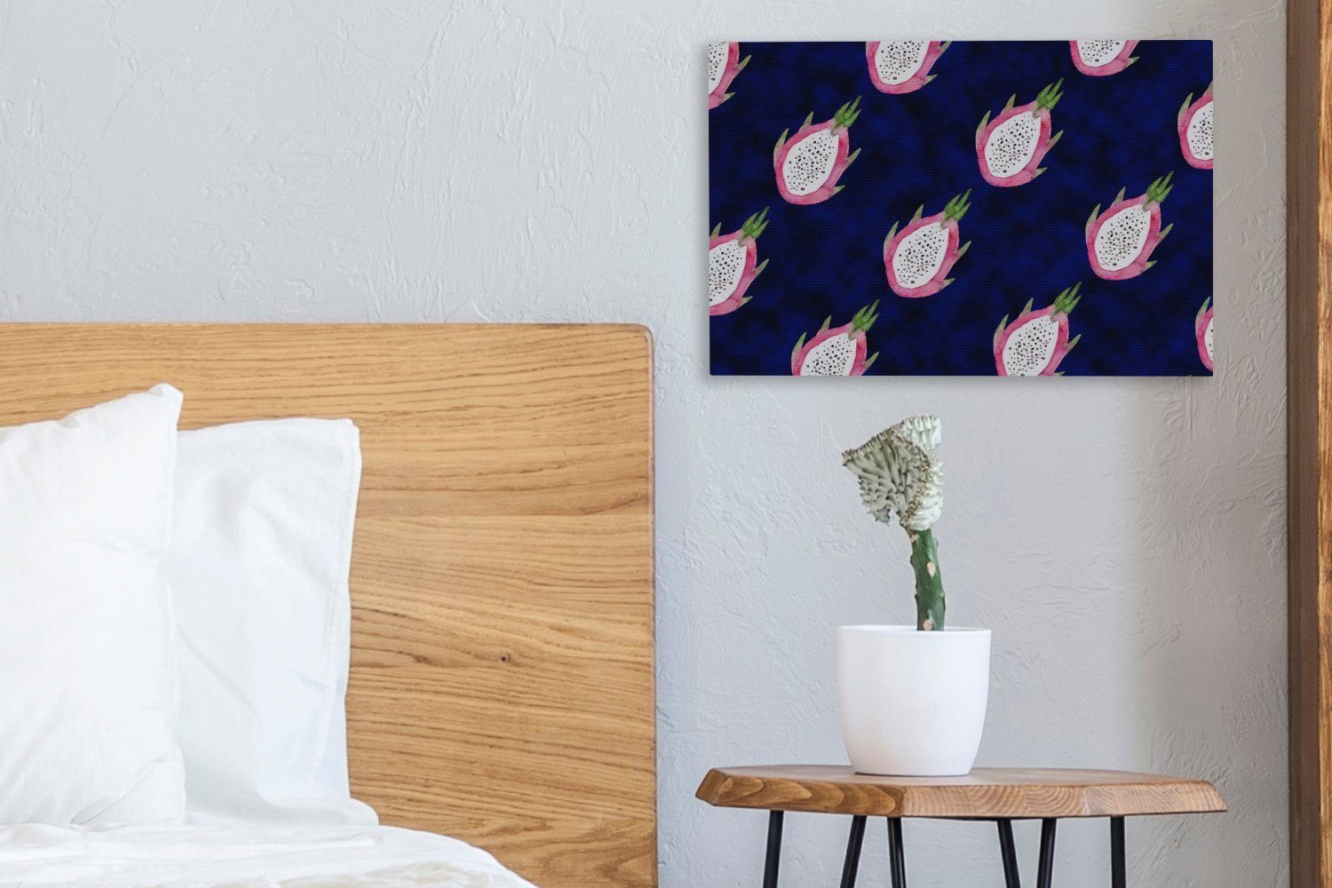 OneMillionCanvasses® Leinwandbild - Drachenfrucht St), Leinwandbilder, Wanddeko, Wandbild cm (1 Aufhängefertig, 30x20 Blau