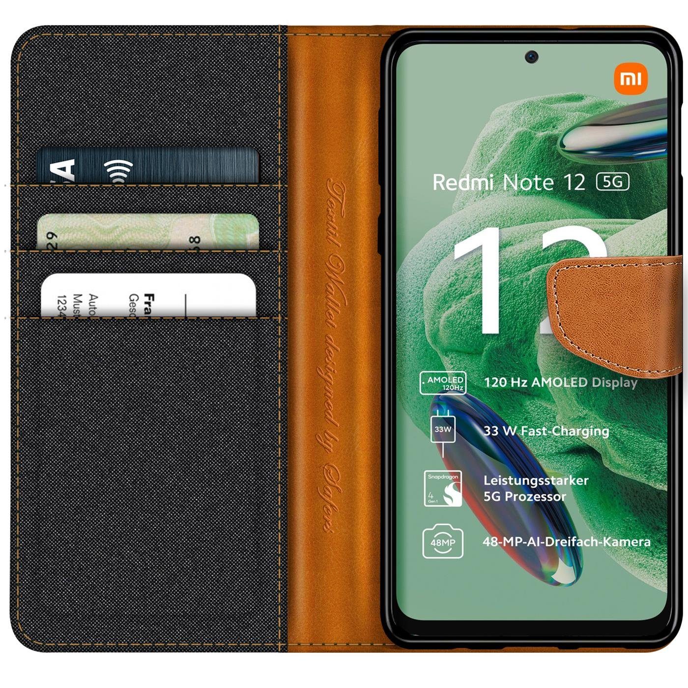 CoolGadget Handyhülle Denim Schutzhülle Flip Case für Xiaomi Poco X5 5G 6,67 Zoll, Book Cover Handy Tasche Jeans Hülle für Poco X5 5G Klapphülle