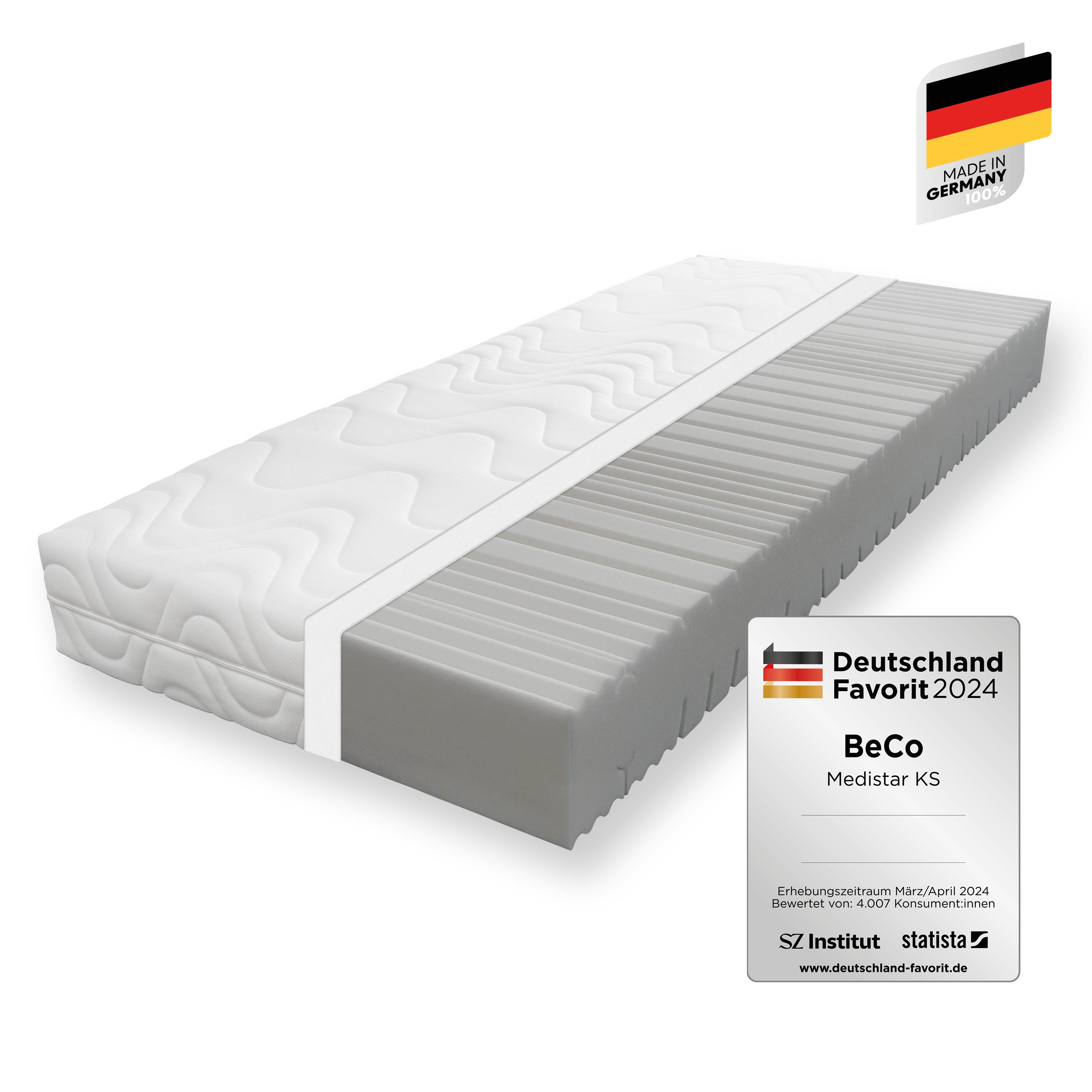 Komfortschaummatratze Medistar KS, Matratze Kaltschaum-Feeling 90x200 cm, 140x200 cm, Beco, 21 cm hoch, Geprüft mit 1,1* "SEHR GUT" & bewertet mit**Deutschland Favorit 2024