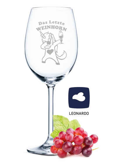 GRAVURZEILE Rotweinglas »Leonardo Weinglas mit Gravur - Weinhorn - Lustige Geschenke - Geburtstagsgeschenk für Männer & Frauen sowie Mama & Papa - Geeignet als Rotweingläser Weißweingläser«, Glas