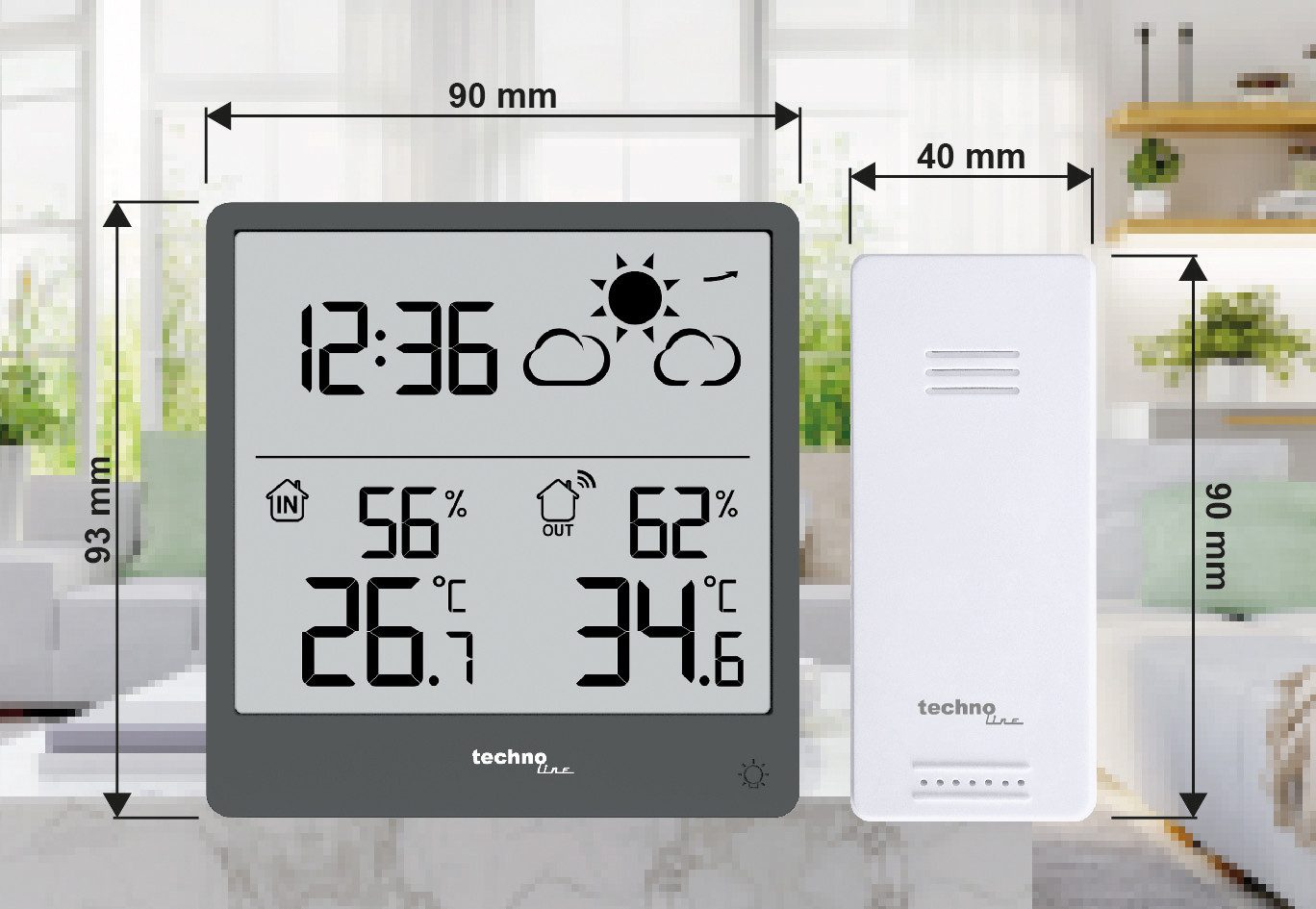 technoline WS 9138 Wetterstation (mit Außensender, in einem modernem Design, mit Wettervorhersage)