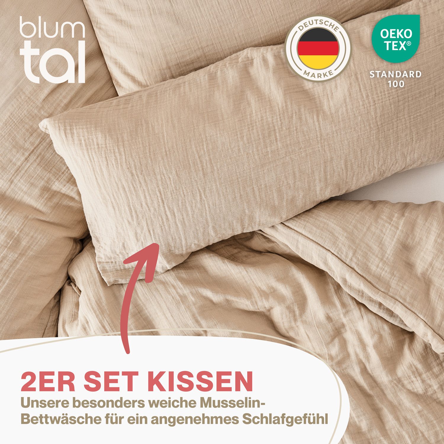 Blumtal Kissenbezug Musselin Kissenbezug - Oeko-TEX günstig online kaufen