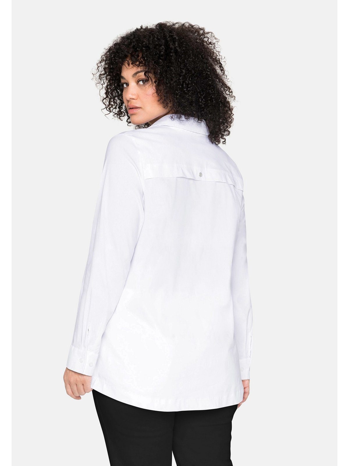 Sheego Langarmbluse Große Größen in A-Linie mit verdeckter Knopfleiste