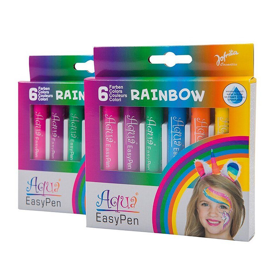 Metamorph Theaterschminke Aqua Easy Pen Schminkstifte Regenbogen, Abwaschbare Schminkfarben für Karneval und Kinderschminken