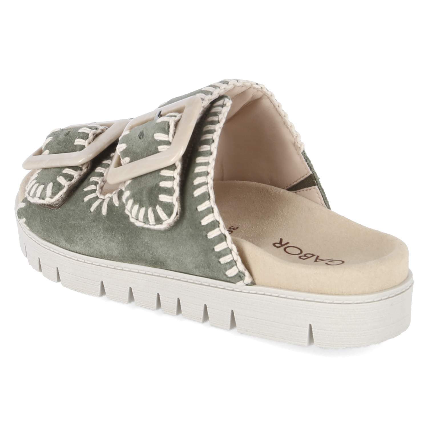 Gabor Gabor Flache Pantoletten 83.741.19 Damen Rauleder green Pantolette – Bild 3 von 5