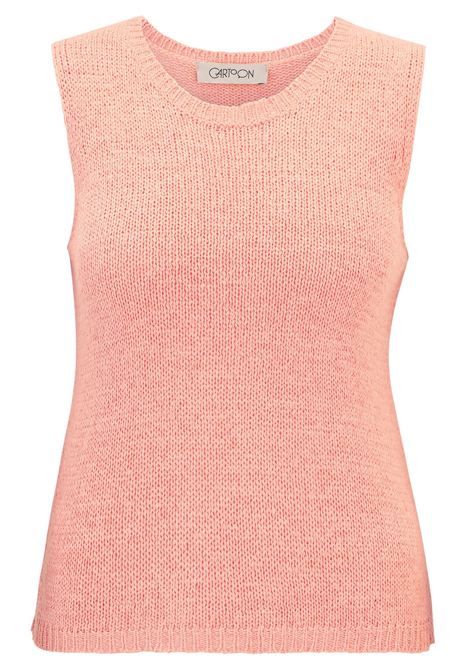 Cartoon Stricktop Damen mit Rundhalsausschnitt Rippbündchen