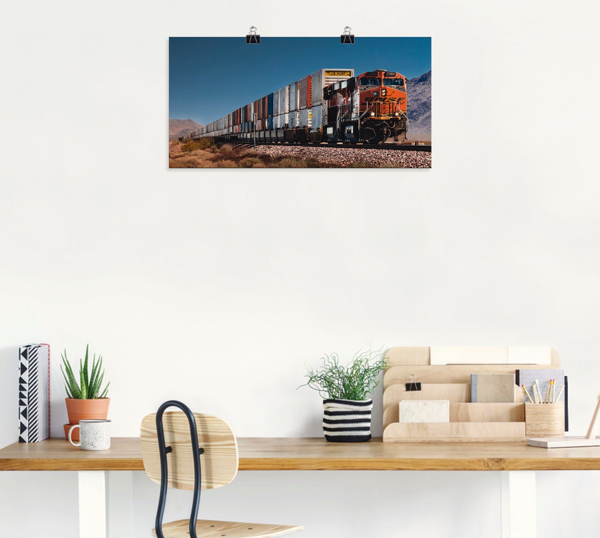 versch. Artland in St), Güterzug Alubild, Wandaufkleber oder Größen Kalifornien, Leinwandbild, als Wandbild BNSF Poster (1 Züge