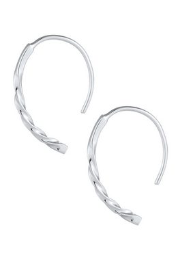 Elli Paar Creolen Creolen Oval Twist Design Offen 925 Silber, Twisted