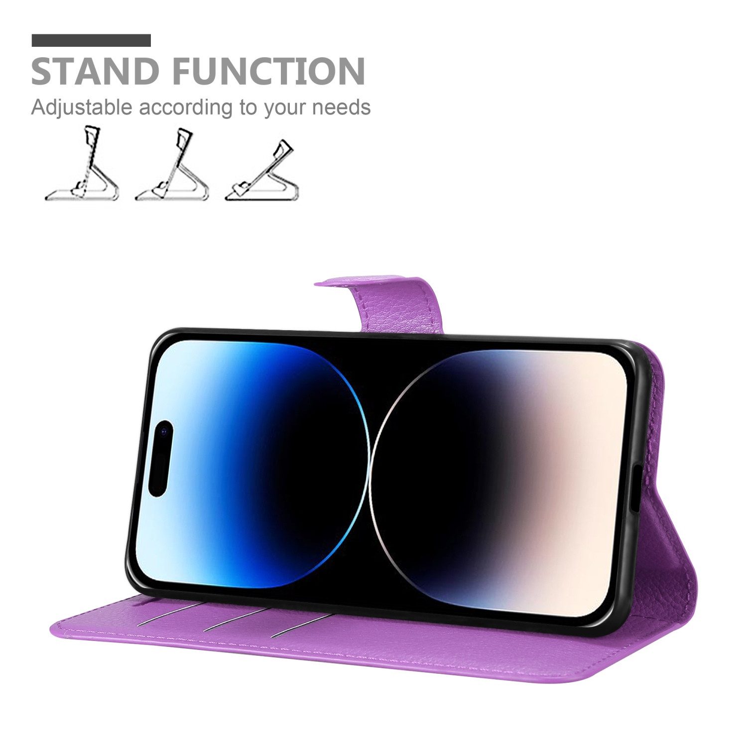Cadorabo Handyhülle für iPhone 14 PRO Hülle Apple iPhone 14 PRO, Hülle Schutzhülle mit Standfunktion, Kartenfach und Magnetverschluss