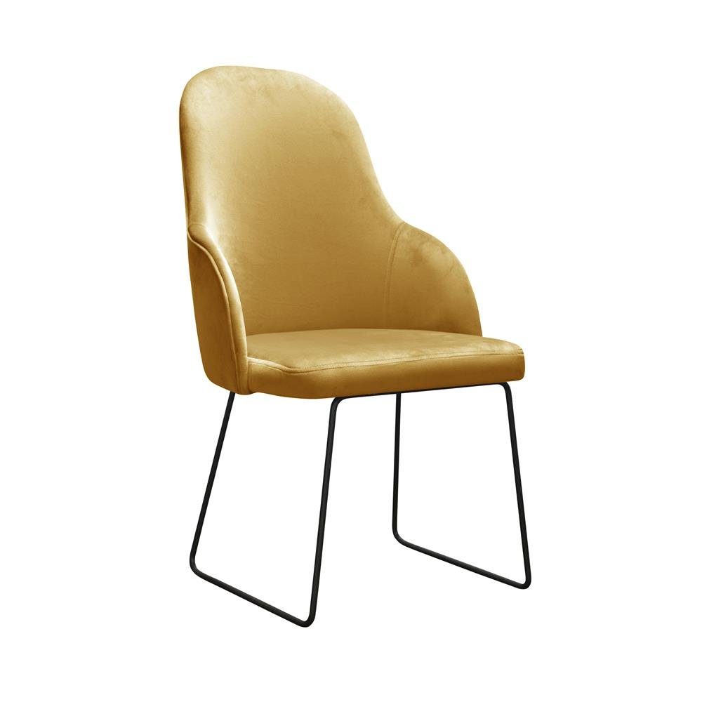 Stühle Polster Stuhl, Lehnstühle Set JVmoebel Garnitur 4 Gruppe Armlehne Design Moderne Gelb Grüne