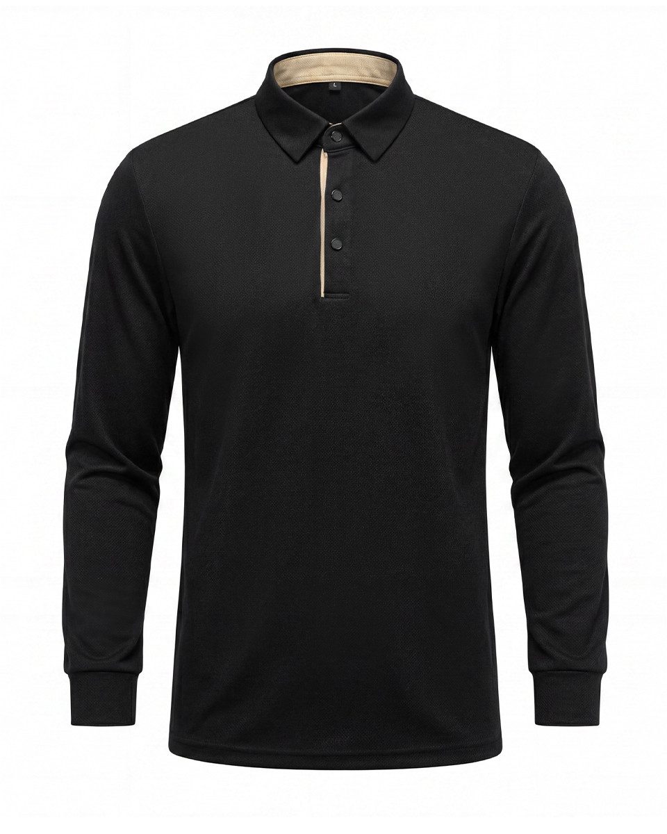 Allthemen Poloshirt Herren Langarm Polohemd mit Kontrastfarben