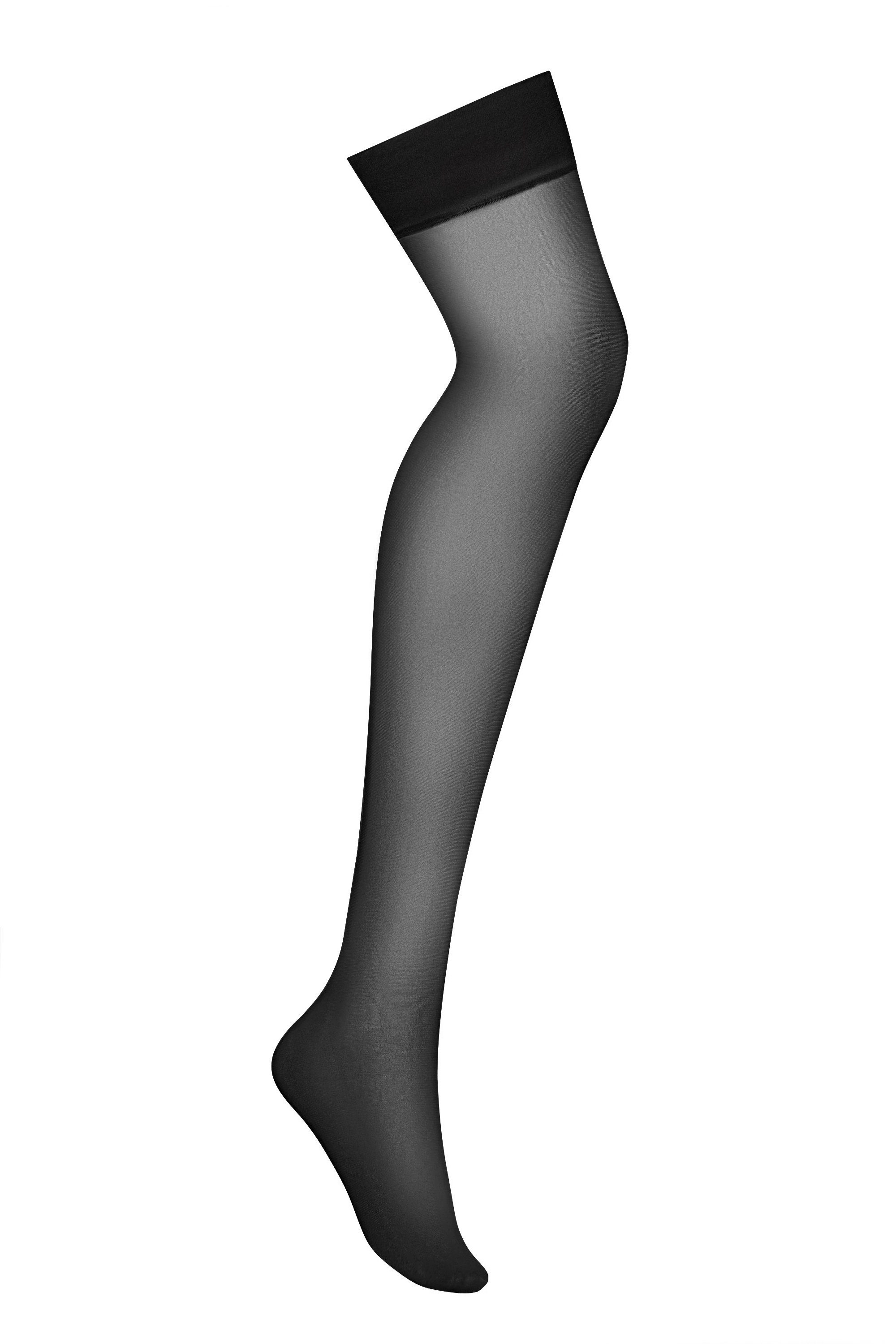 Obsessive Halterlose Strümpfe Strapsstrümpfe schwarz elastisch Nylons (1-Paar) unifarben