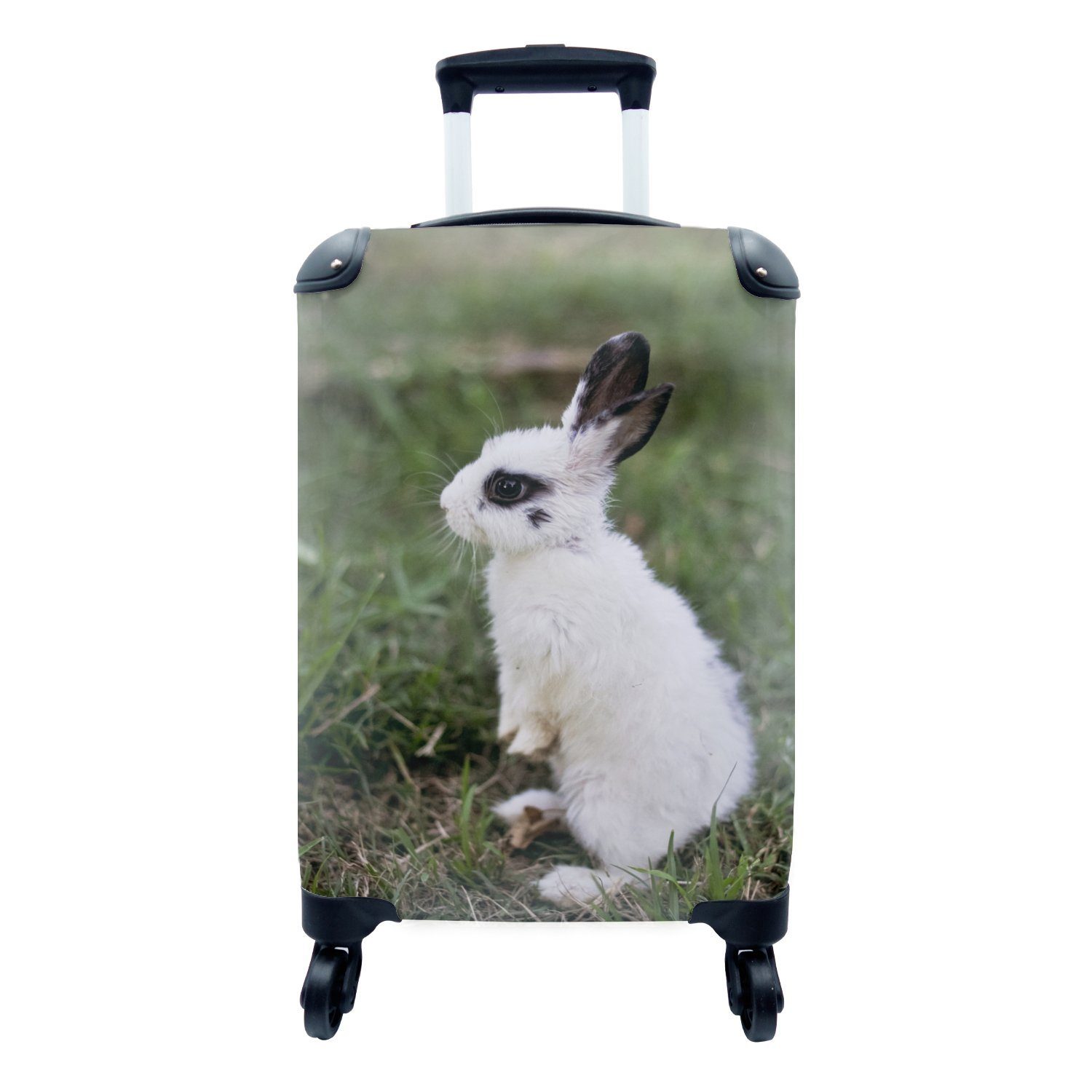 MuchoWow Handgepäckkoffer Kaninchen - Haustier - Gras, 4 Rollen, Reisetasche mit rollen, Handgepäck für Ferien, Trolley, Reisekoffer