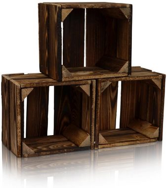 CHICCIE Holzkiste Regale Dunkel Geflammt 22x20x15cm - Kiste Box (1 St)