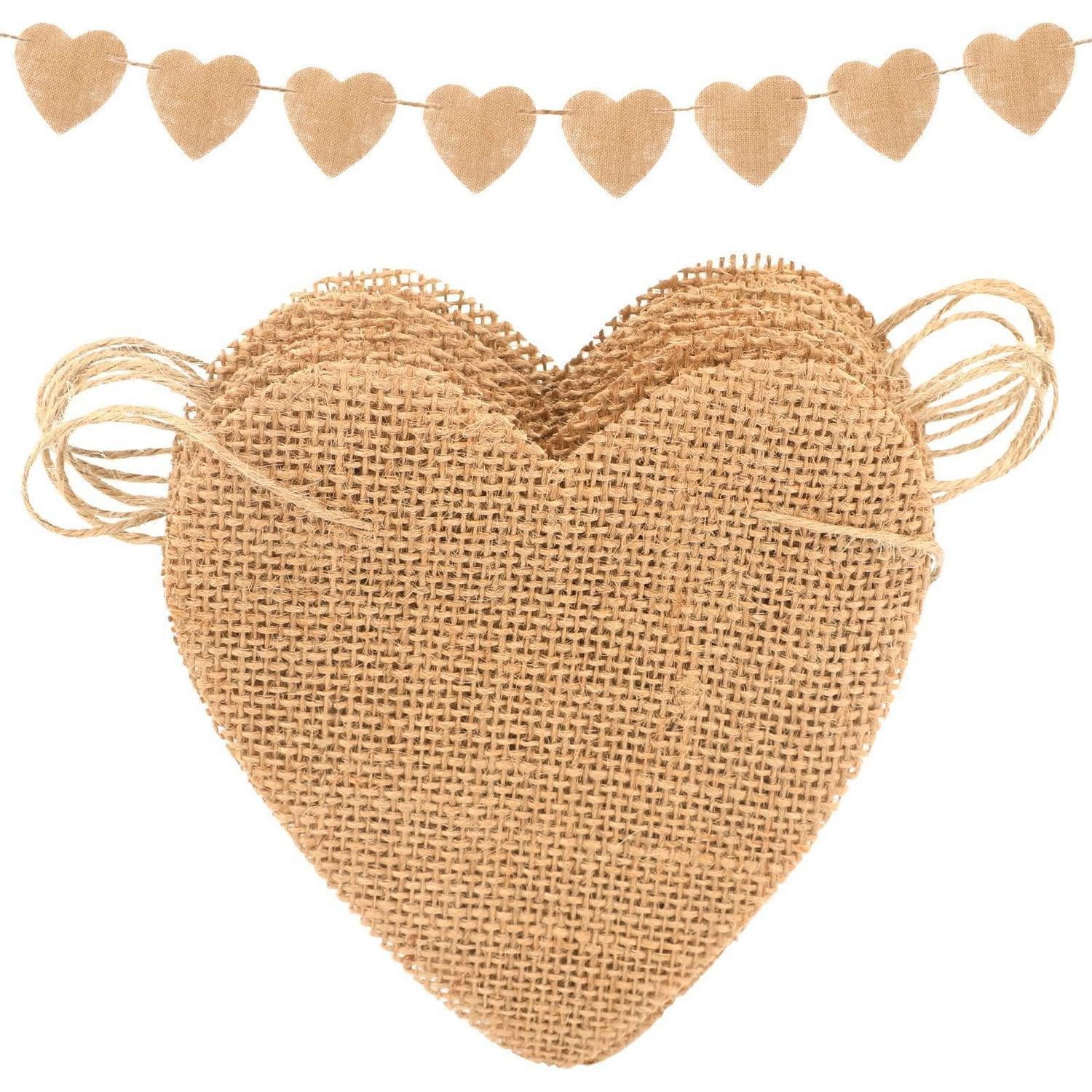 LuxusKollektion Wimpelkette Wimpelkette Herz Rustikal Leinen DIY 3.5M