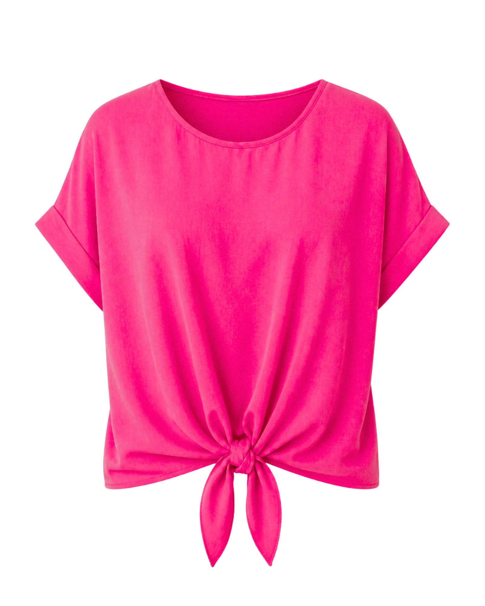 ITALY VIBES Kurzarmbluse - sommerliche Bluse - Blusenshirt Damen mit Knotendetail ONE SIZE / passend für Größe S - L