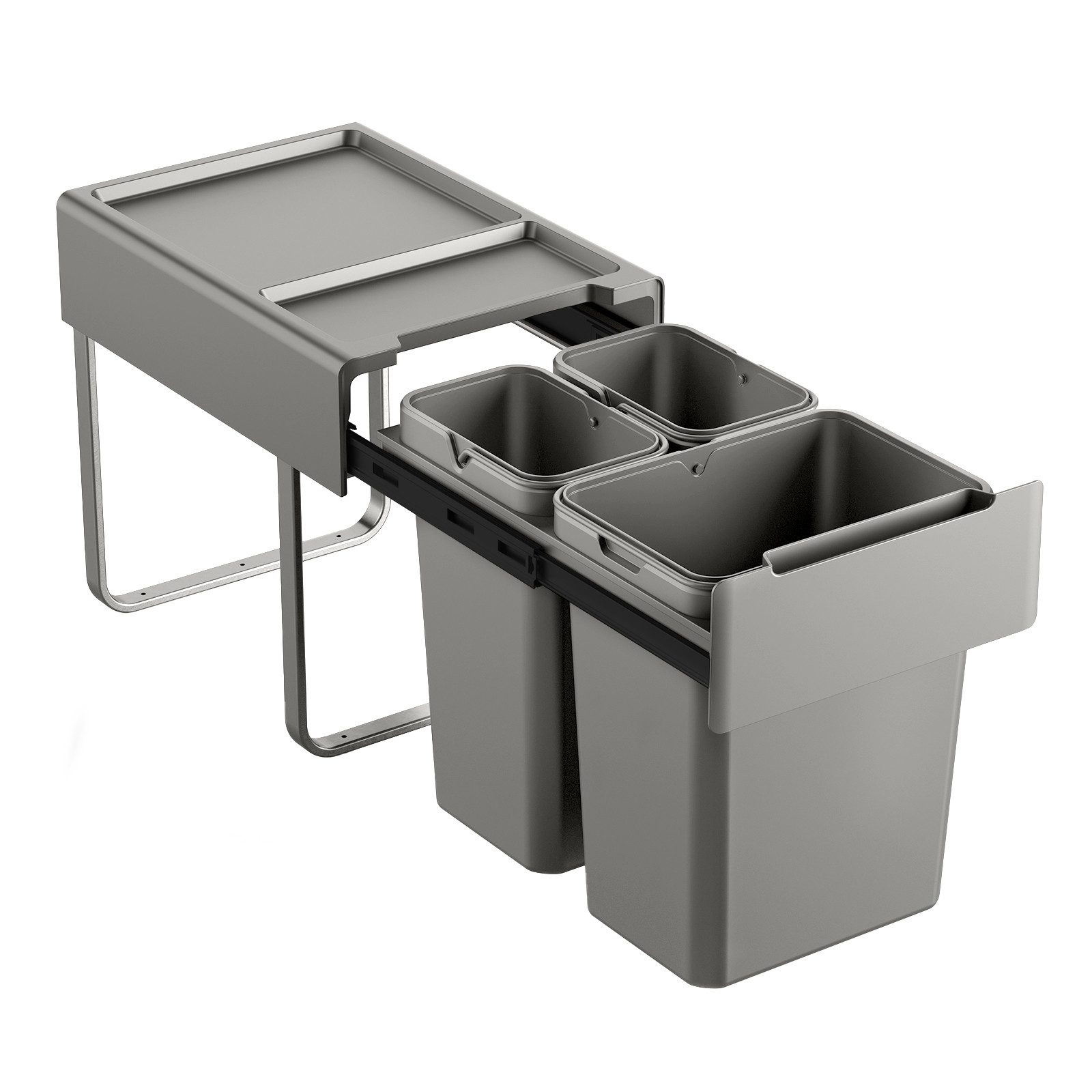 SVITA Einbaumülleimer, Unterschrank, Auszug, Mülltrennung, 2x10 Liter + 20 Liter