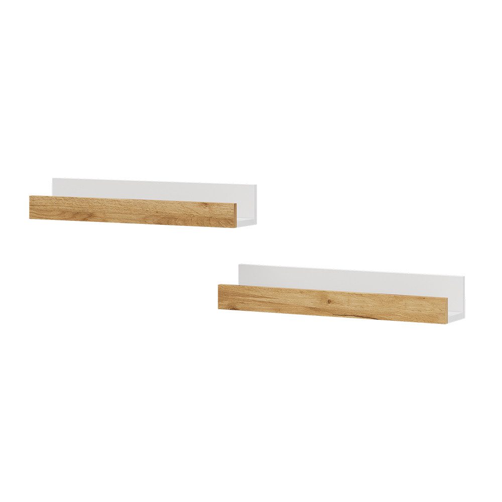 Vicco Bücherregal Tomy, Weiß/Goldkraft Eiche, 60 x 10 cm 2er Set günstig online kaufen